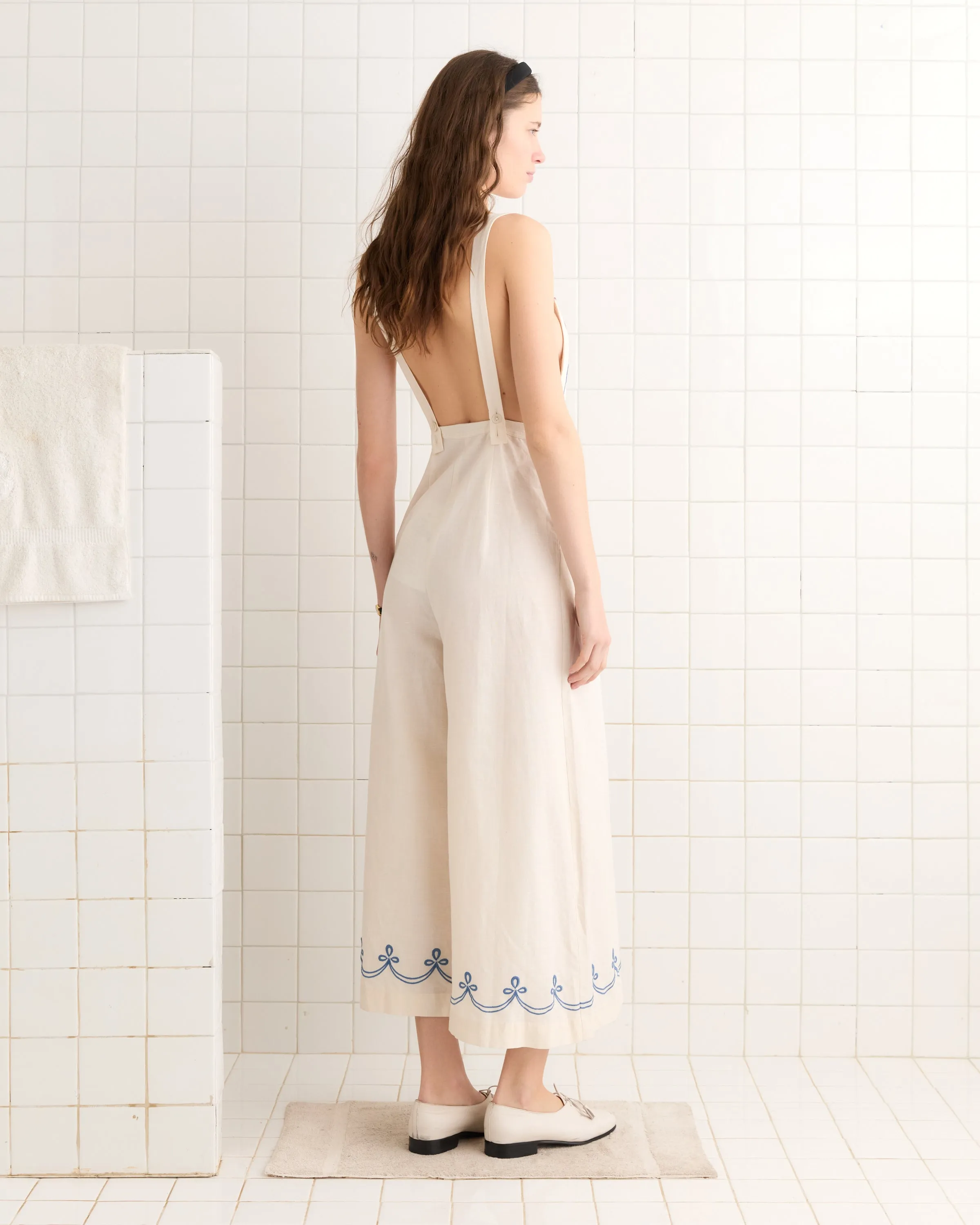 Embroidered Sailboat Jumpsuit - White/Multi sold by BODE product image thumbnail 3