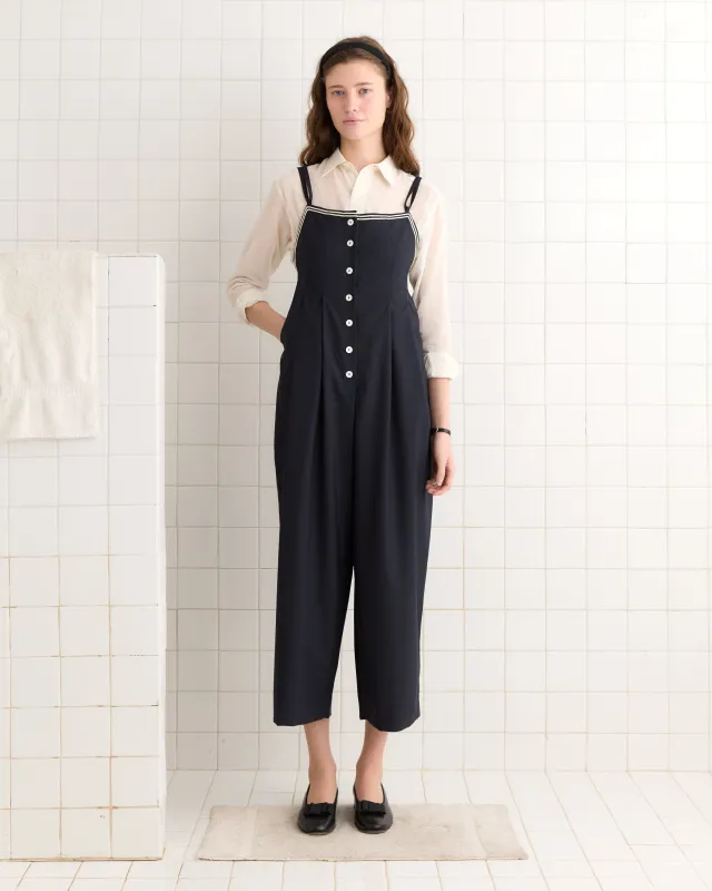 Trimmed Gardner Jumpsuit - Navy sold by BODE