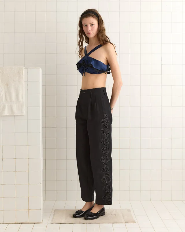 Ribbon Garland Trousers - Black made by BODE