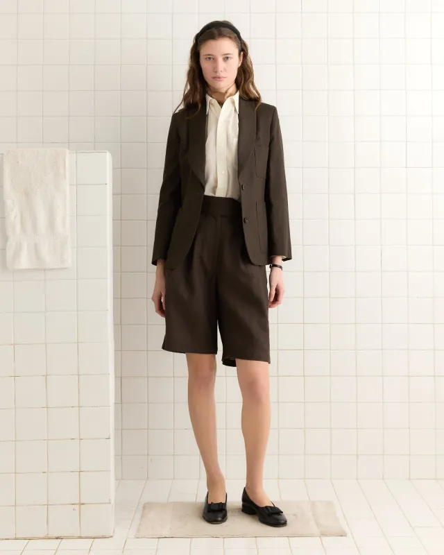 Linen Foster Jacket - Brown/Black sold by BODE