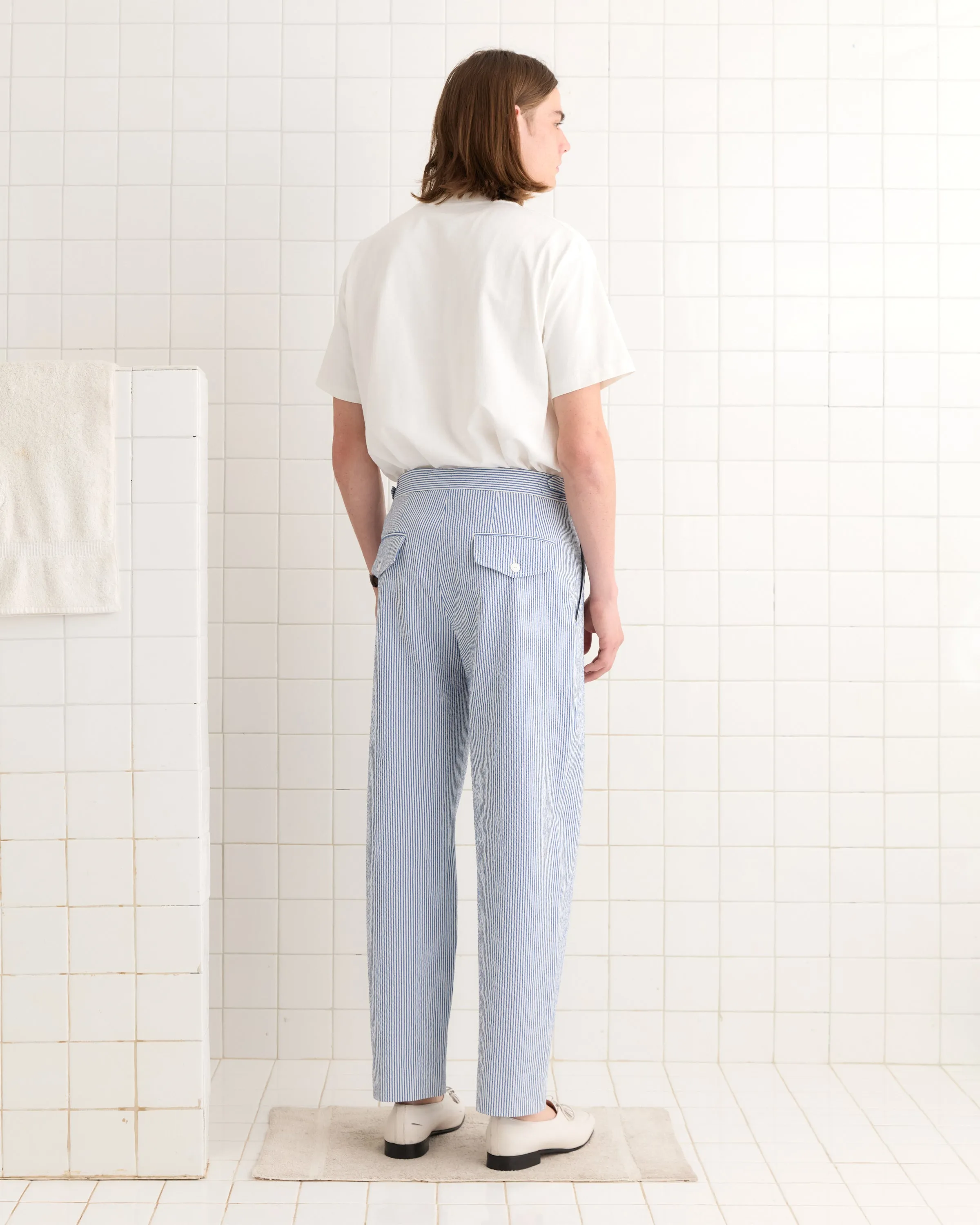 Club Stripe Side-Buckle Trousers - Blue/White sold by BODE product image thumbnail 3