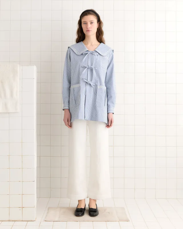 Club Stripe Sailor Coat - Blue/White made by BODE