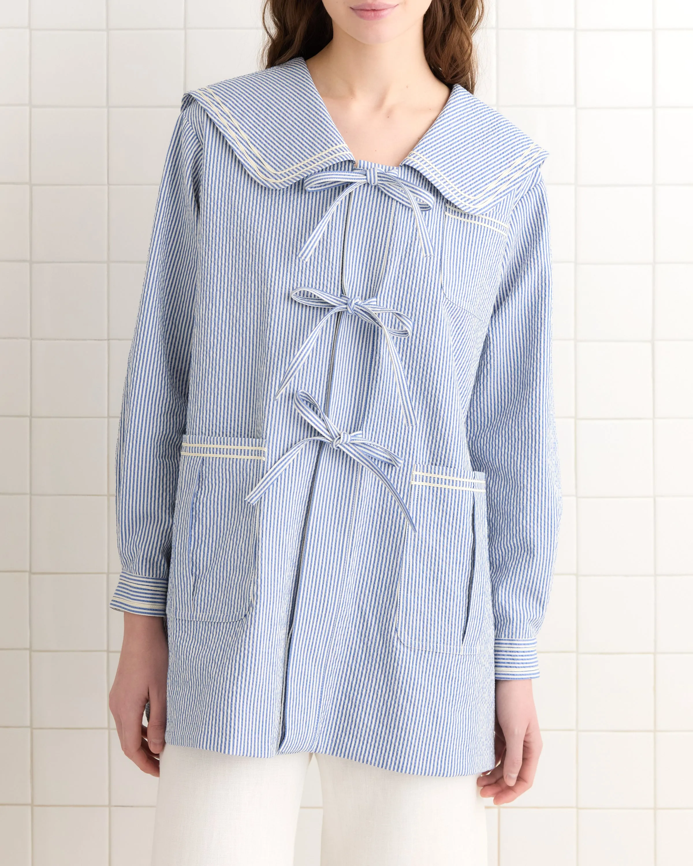 Club Stripe Sailor Coat - Blue/White sold by BODE product image thumbnail 2