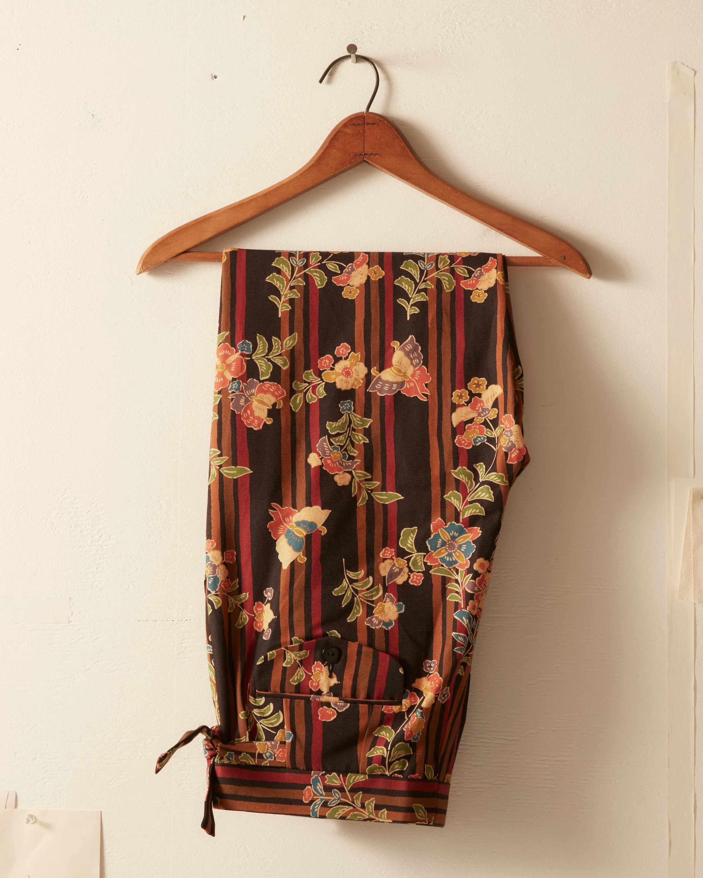 Butterfly Stripe Side Tie Trousers sold by BODE