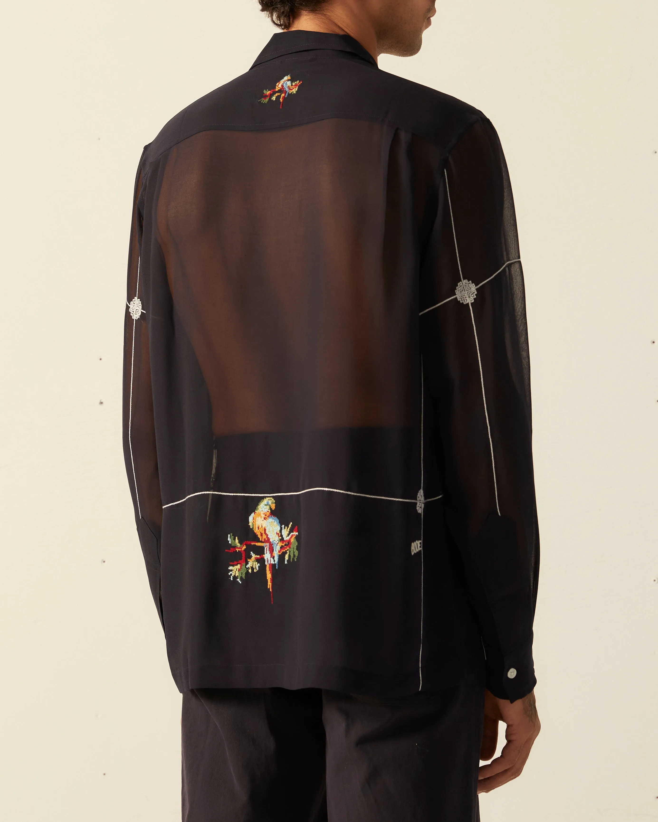 Sheer Parrot Long Sleeve Shirt sold by BODE product image thumbnail 4