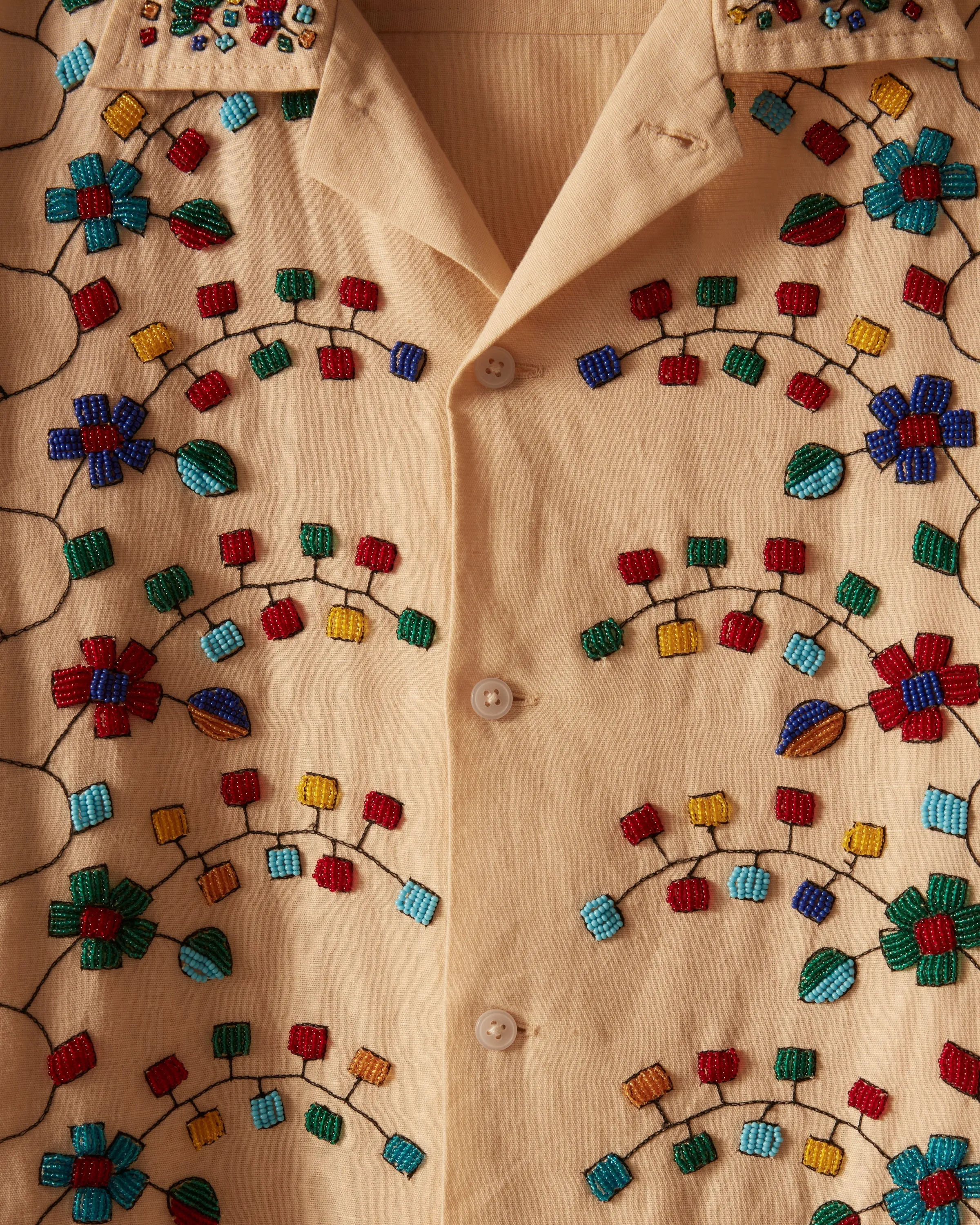Beaded Trailing Blossom Shirt - Ecru sold by BODE product image thumbnail 2