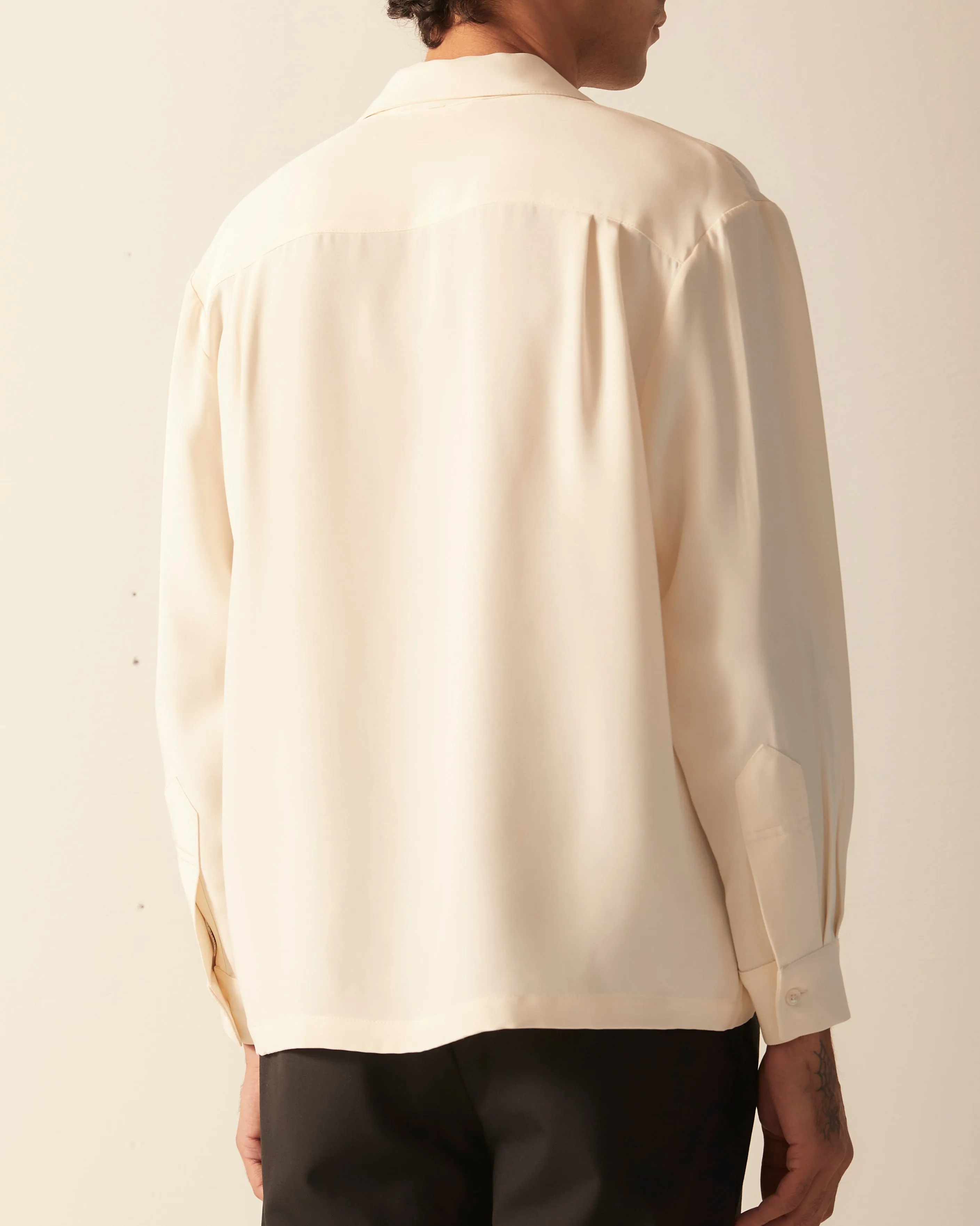 Micro Tie Long Sleeve Shirt - Cream Black sold by BODE product image thumbnail 4