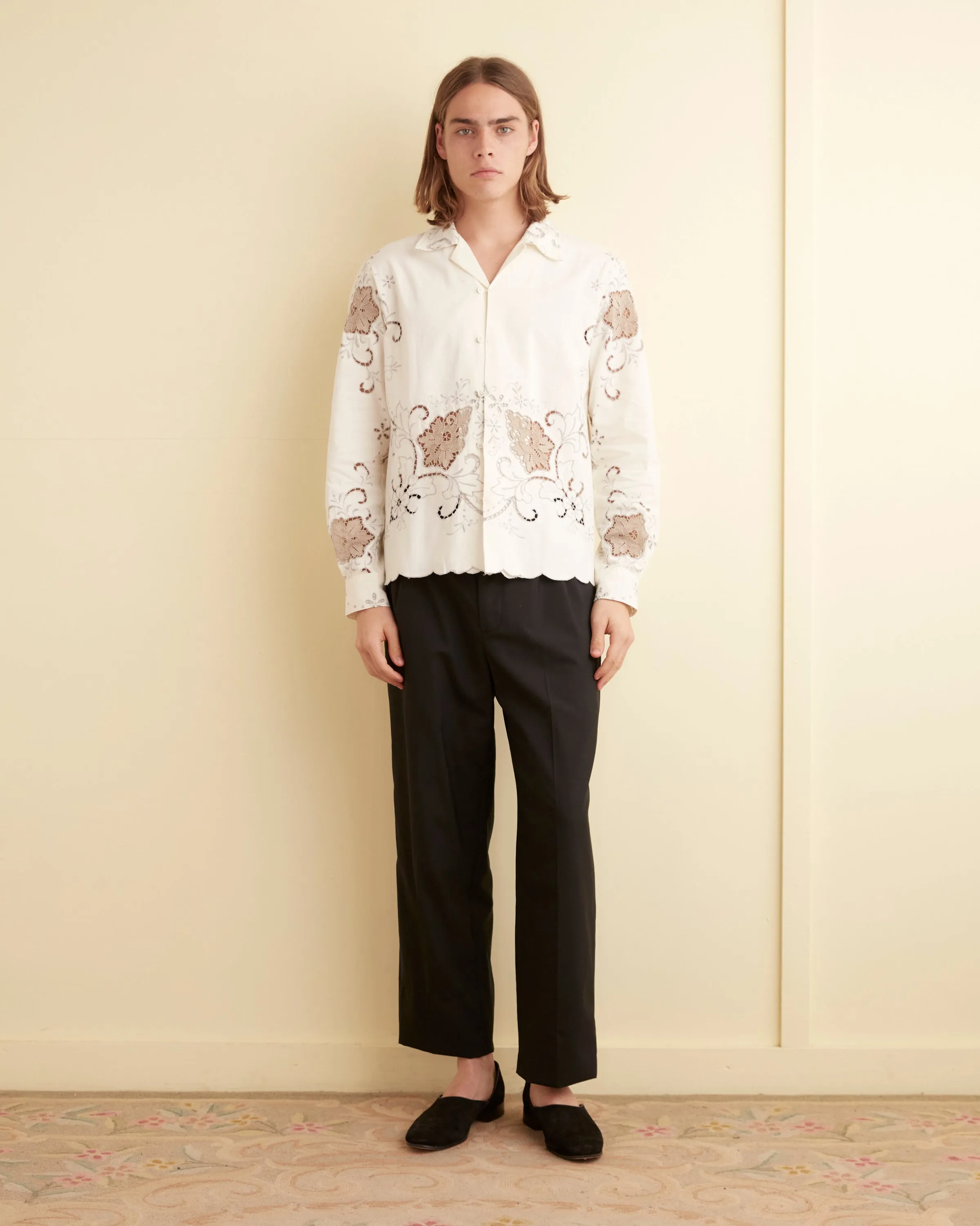 Taupe Wildflower Long Sleeve Shirt - M sold by BODE