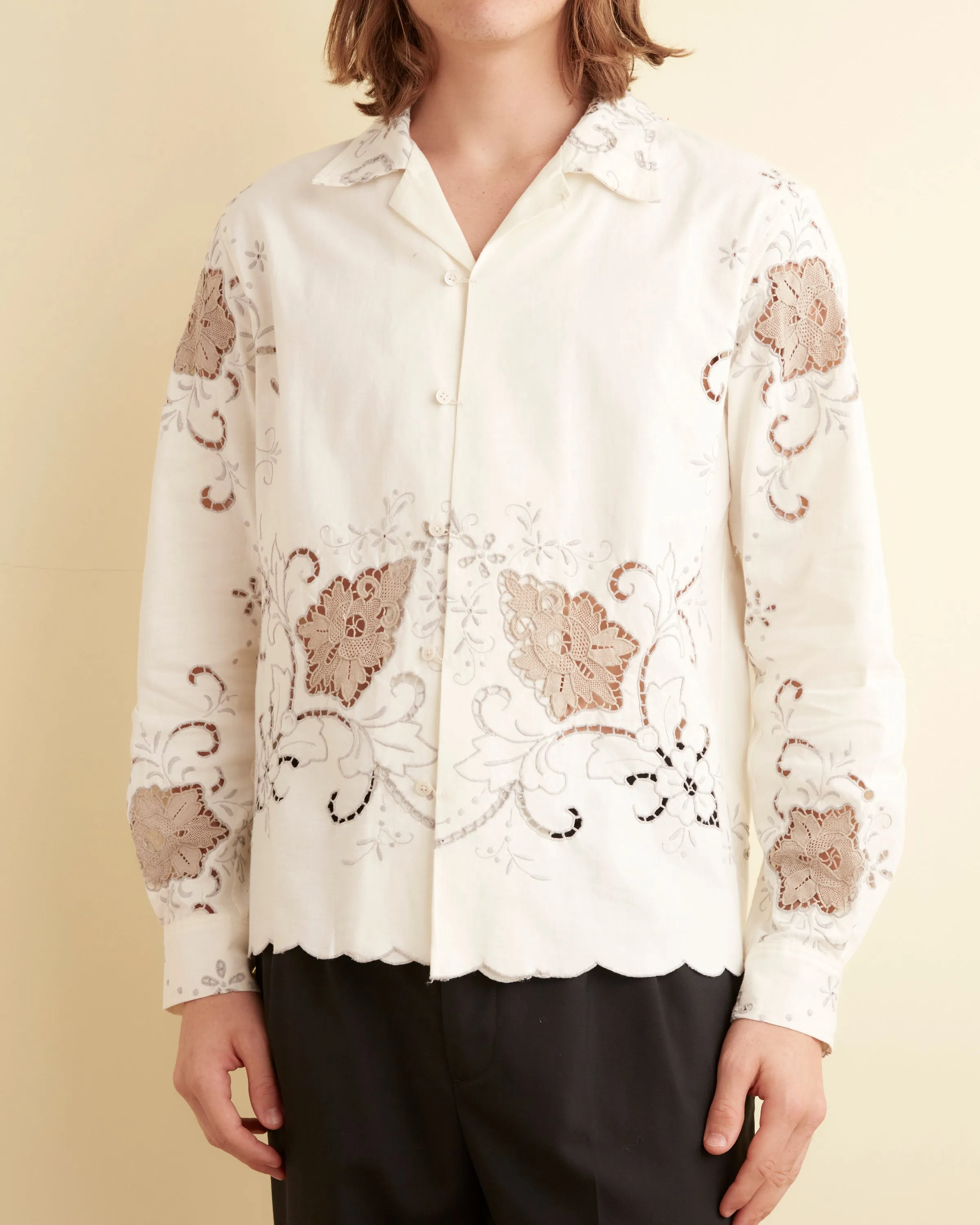 Taupe Wildflower Long Sleeve Shirt - M sold by BODE product image thumbnail 3