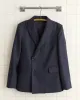Linen Double-Breasted Suit Jacket - Navy sold by BODE