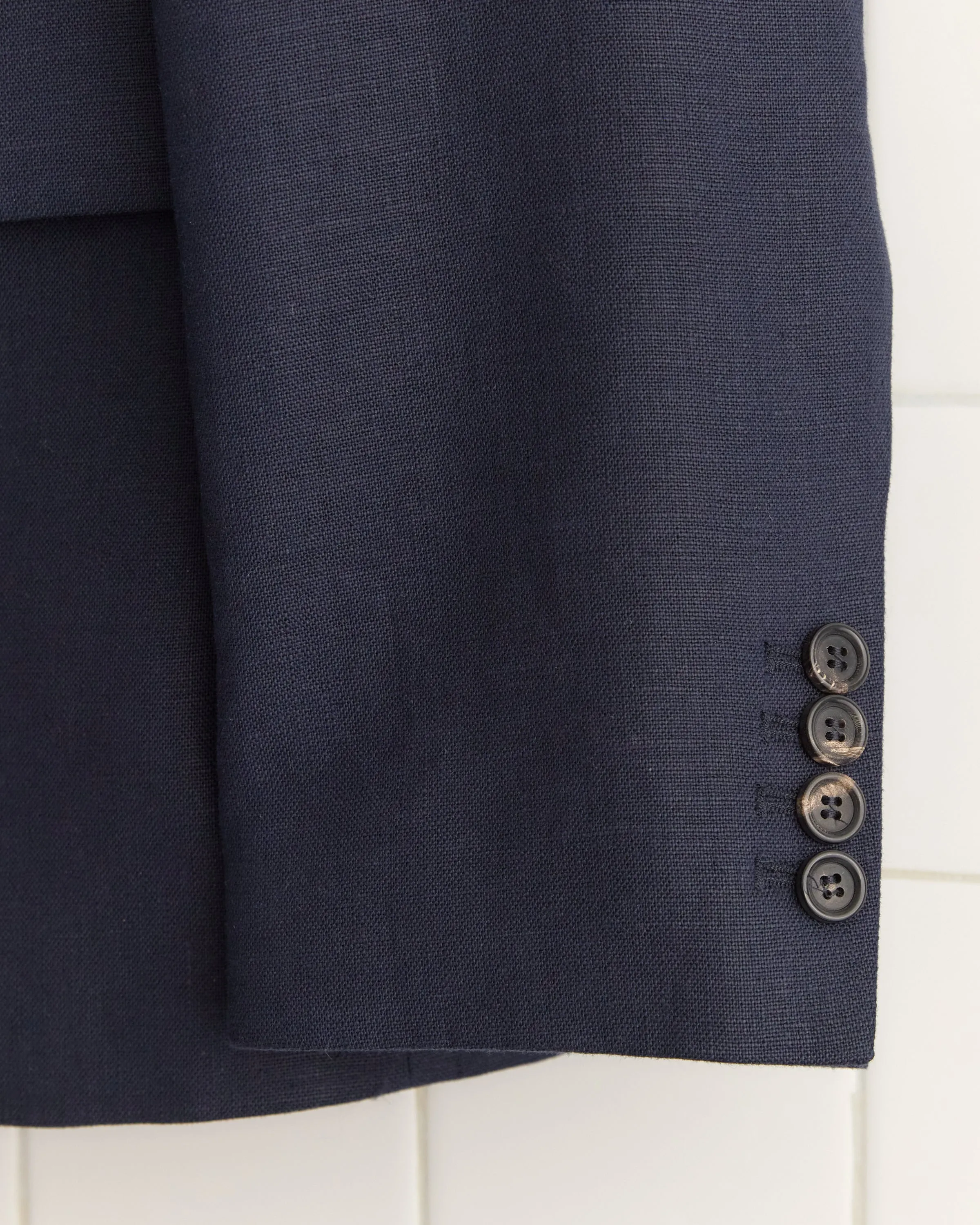 Linen Double-Breasted Suit Jacket - Navy sold by BODE product image thumbnail 3
