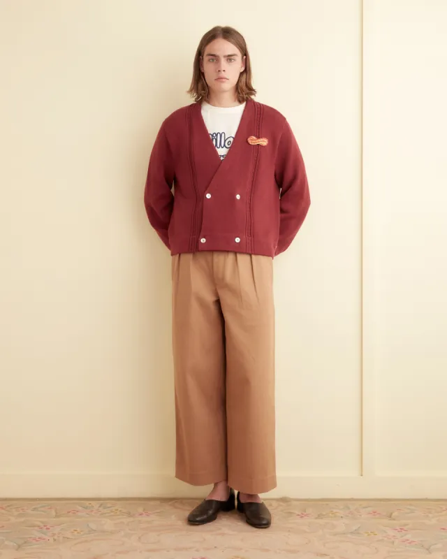 Double-Breasted Cardigan - Maroon sold by BODE