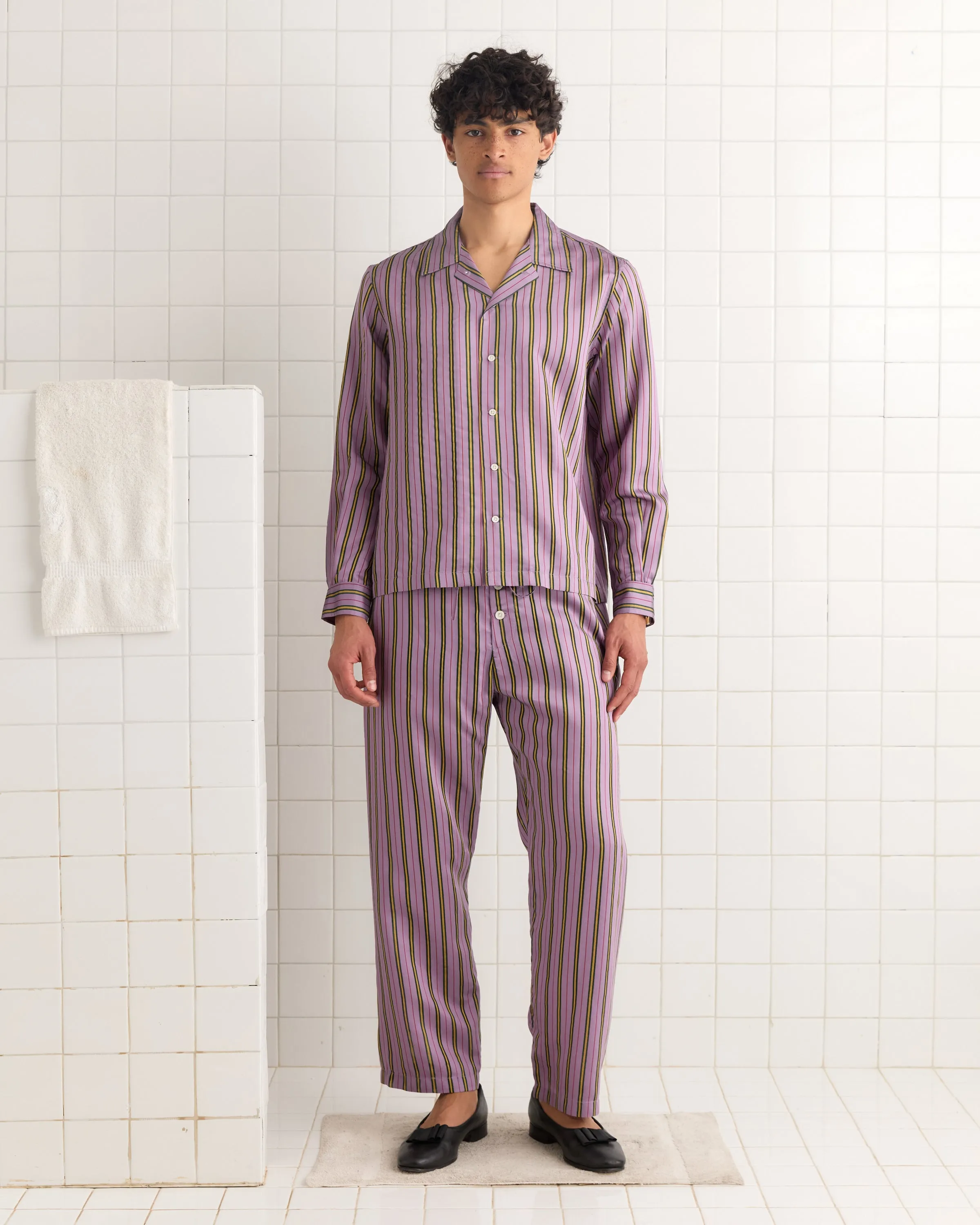 Alumni Stripe Long Sleeve Shirt - Purple sold by BODE product image thumbnail 2