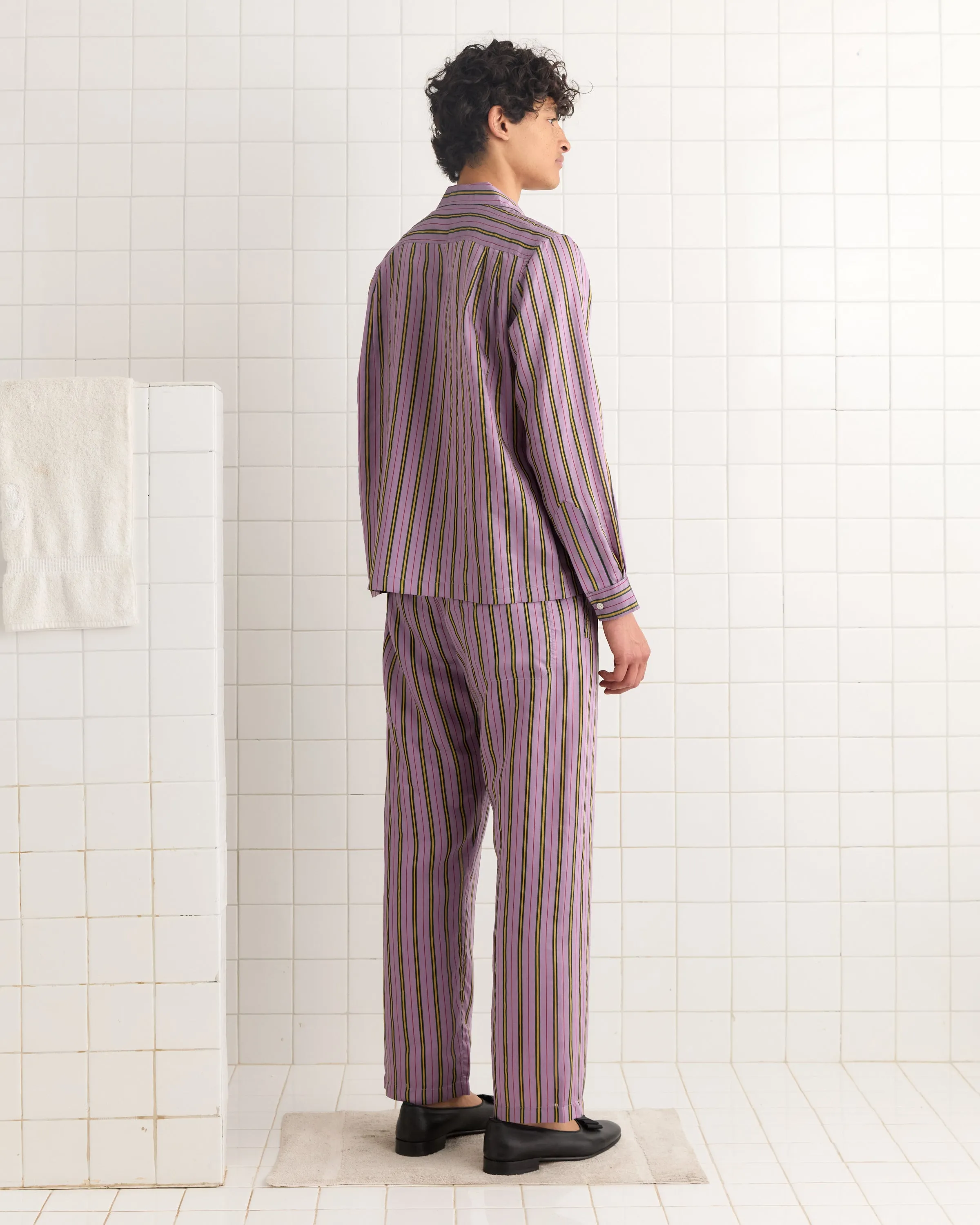 Alumni Stripe Long Sleeve Shirt - Purple sold by BODE product image thumbnail 4