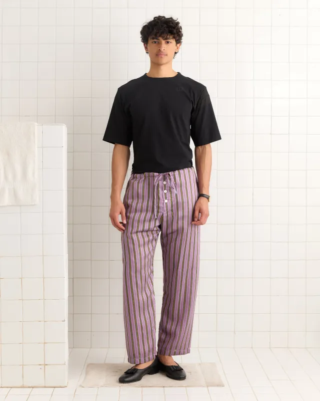 Alumni Stripe Pajama Pants- Purple sold by BODE