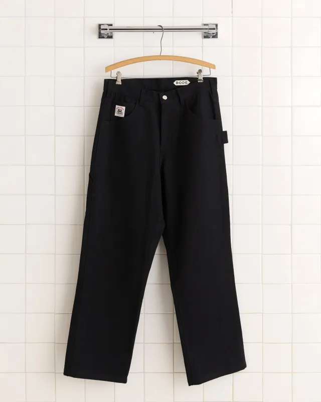 Twill Knolly Brook Trousers - Black sold by BODE