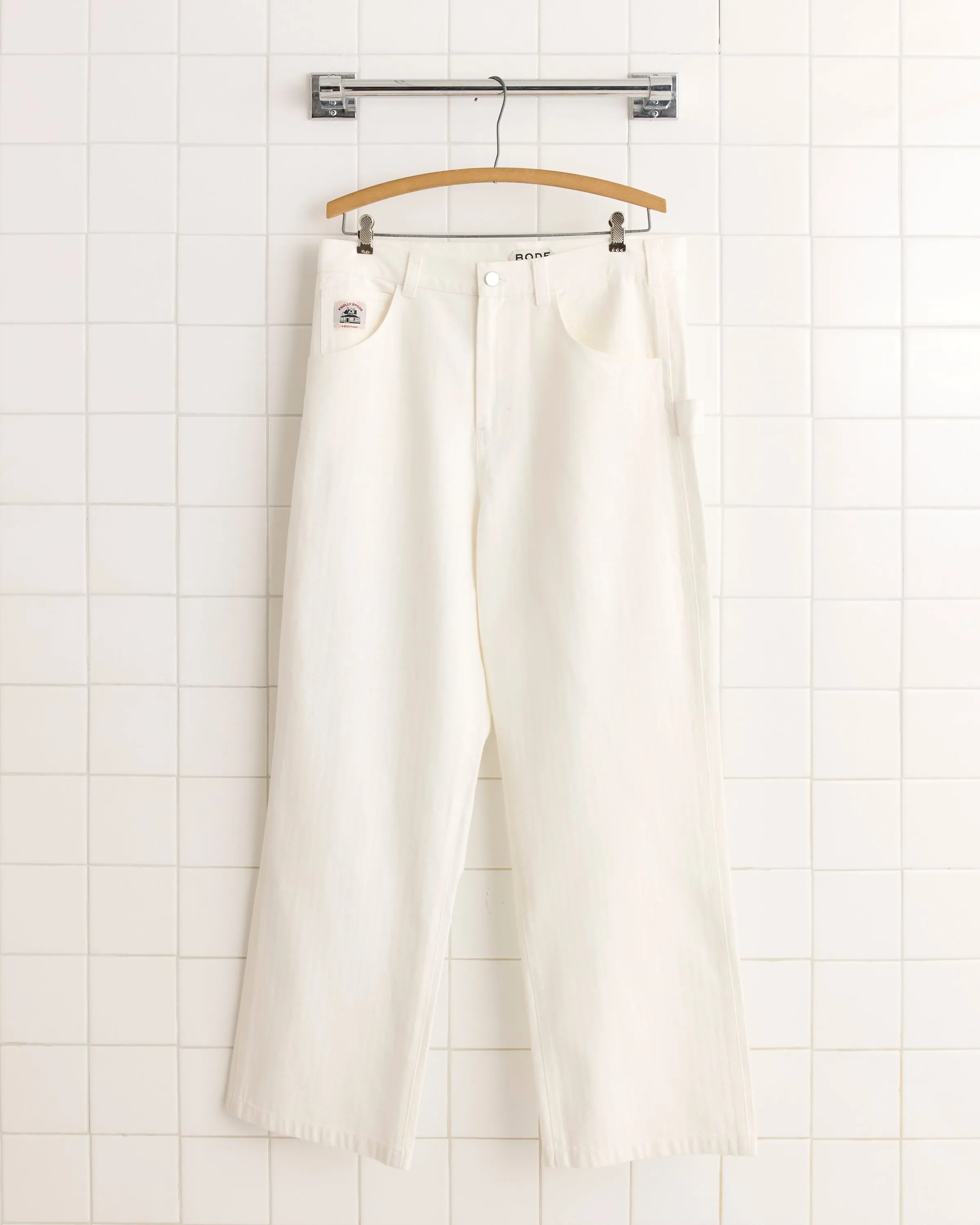 Twill Knolly Brook Trousers - White sold by BODE
