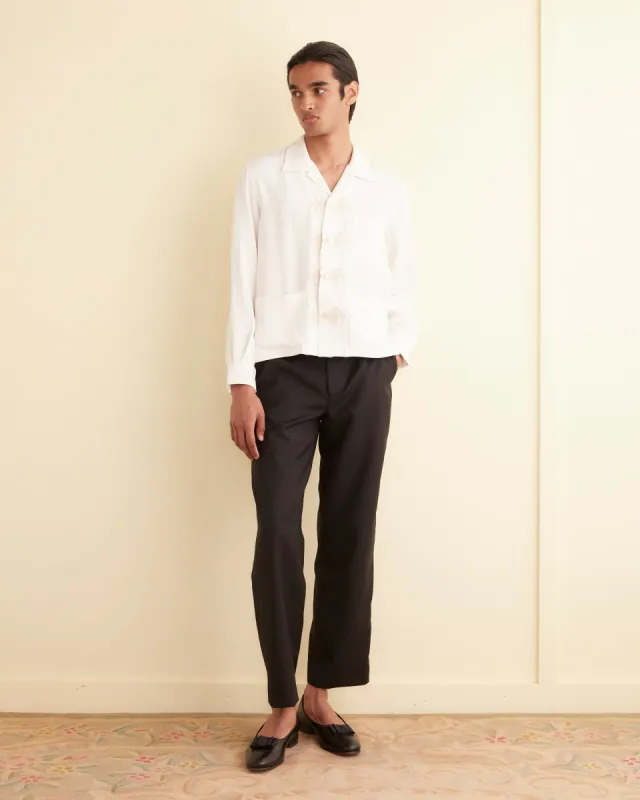 Trillium Long Sleeve Shirt - White sold by BODE