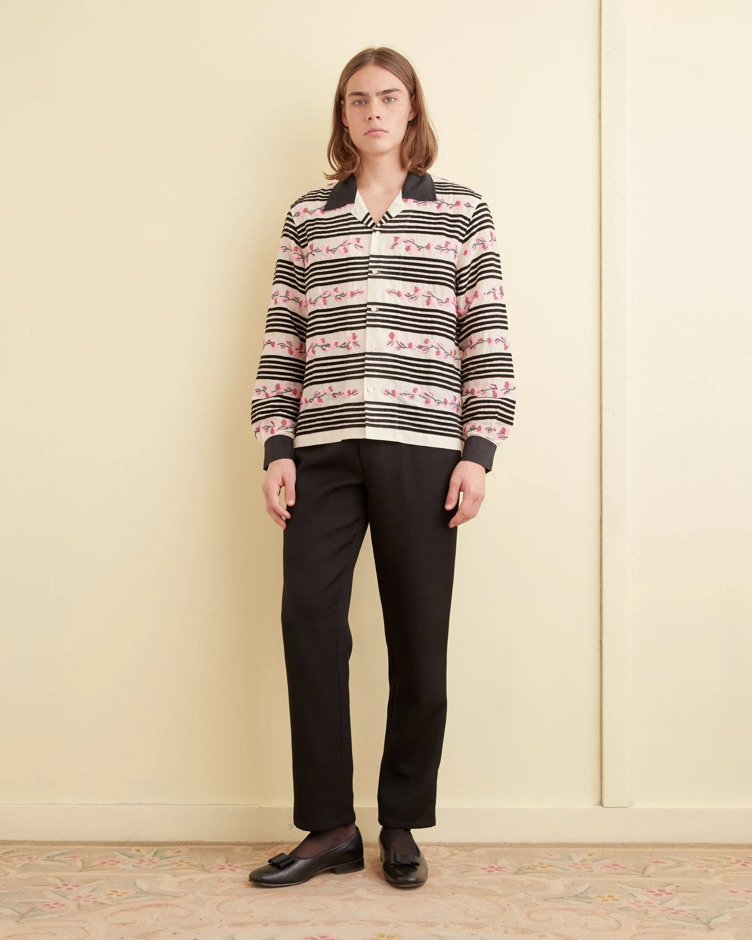 Cherry Blossom Stripe Long Sleeve Shirt sold by BODE