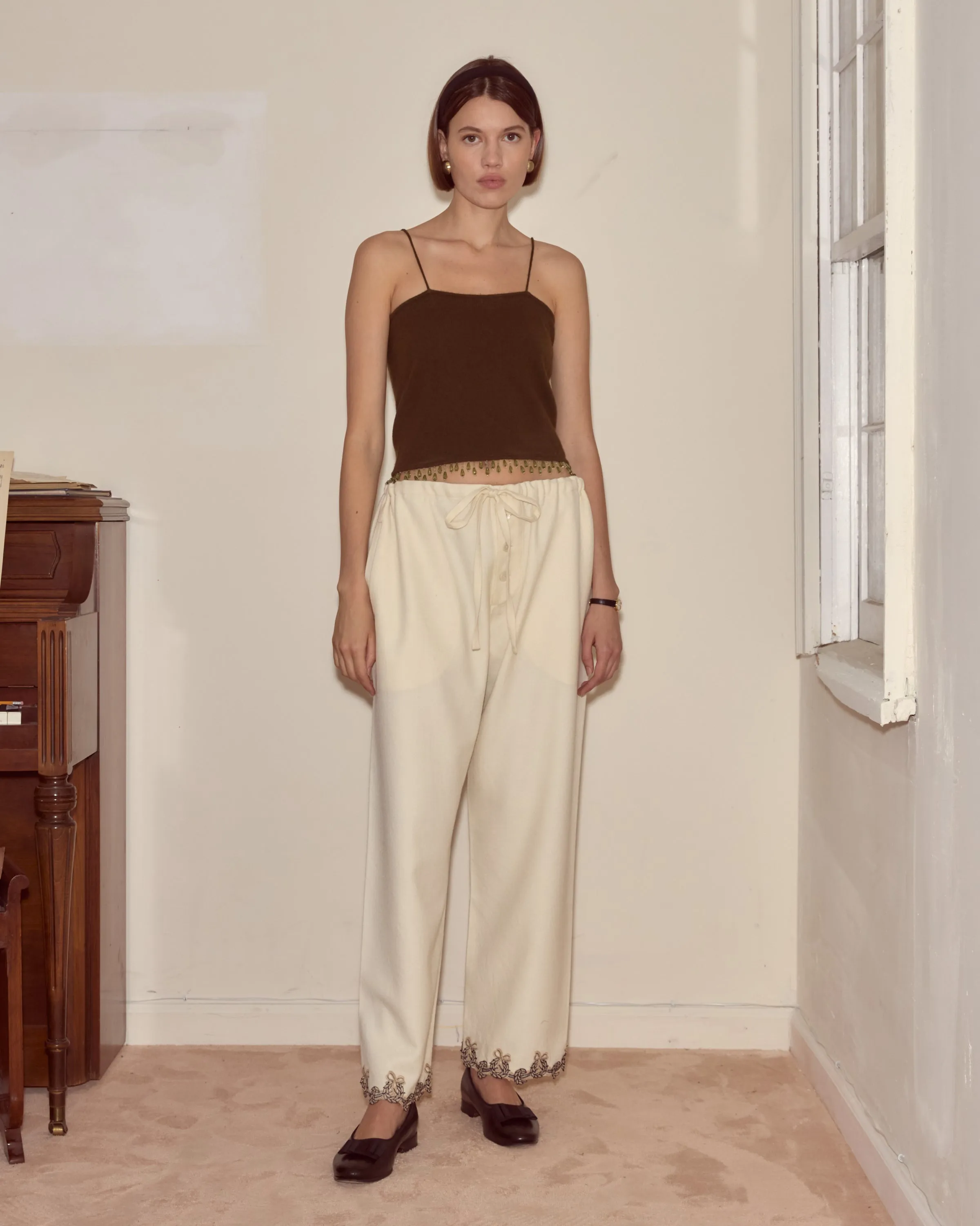 Laurelist Pajama Pants - Cream sold by BODE