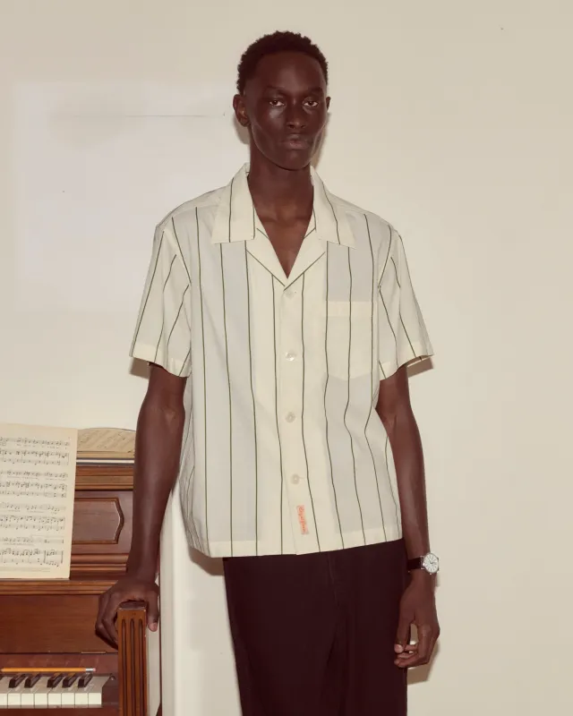 Celery Stripe Short Sleeve Shirt sold by BODE