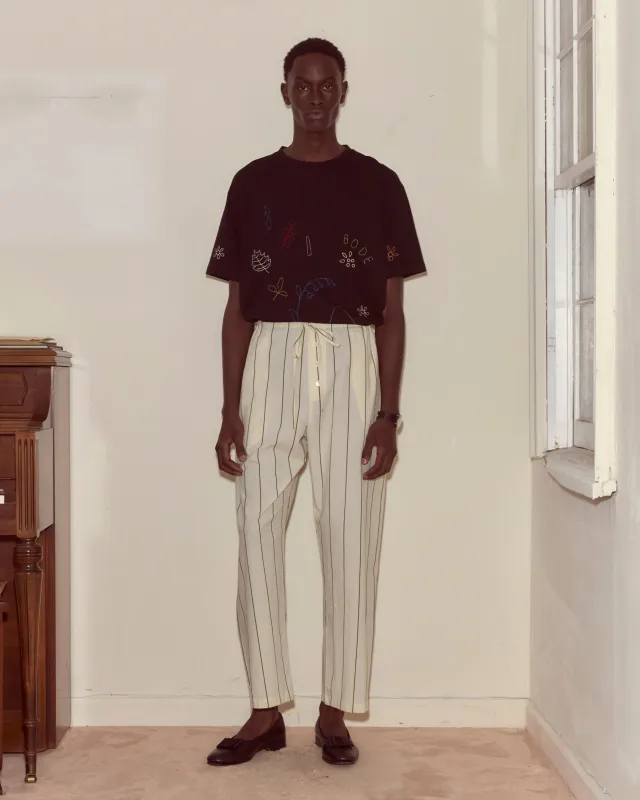 Celery Stripe Pajama Pants sold by BODE