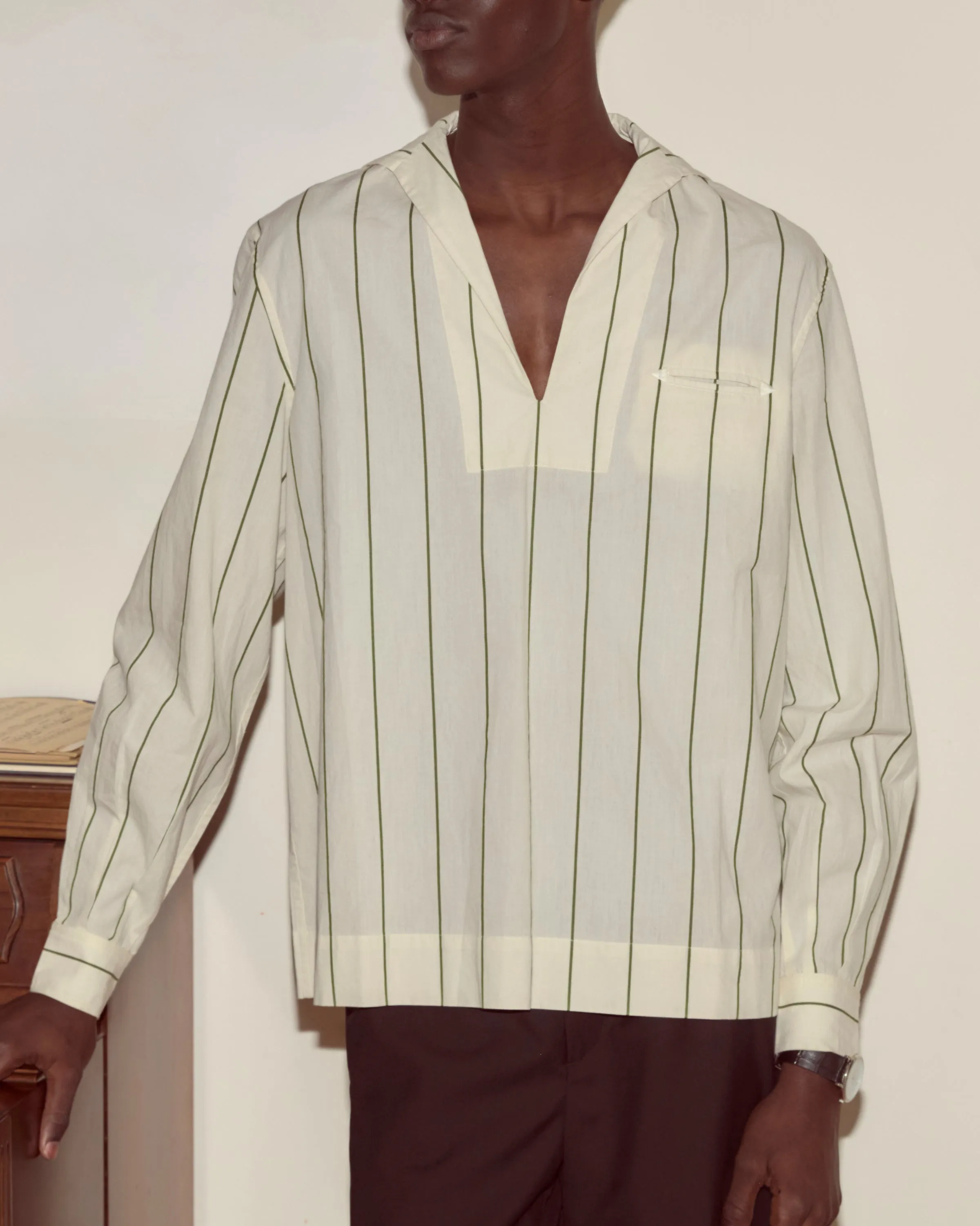 Celery Stripe Cricket Shirt sold by BODE product image thumbnail 2