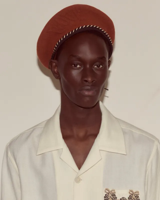 Script Beret - Rust with Brown/Black Piping made by BODE