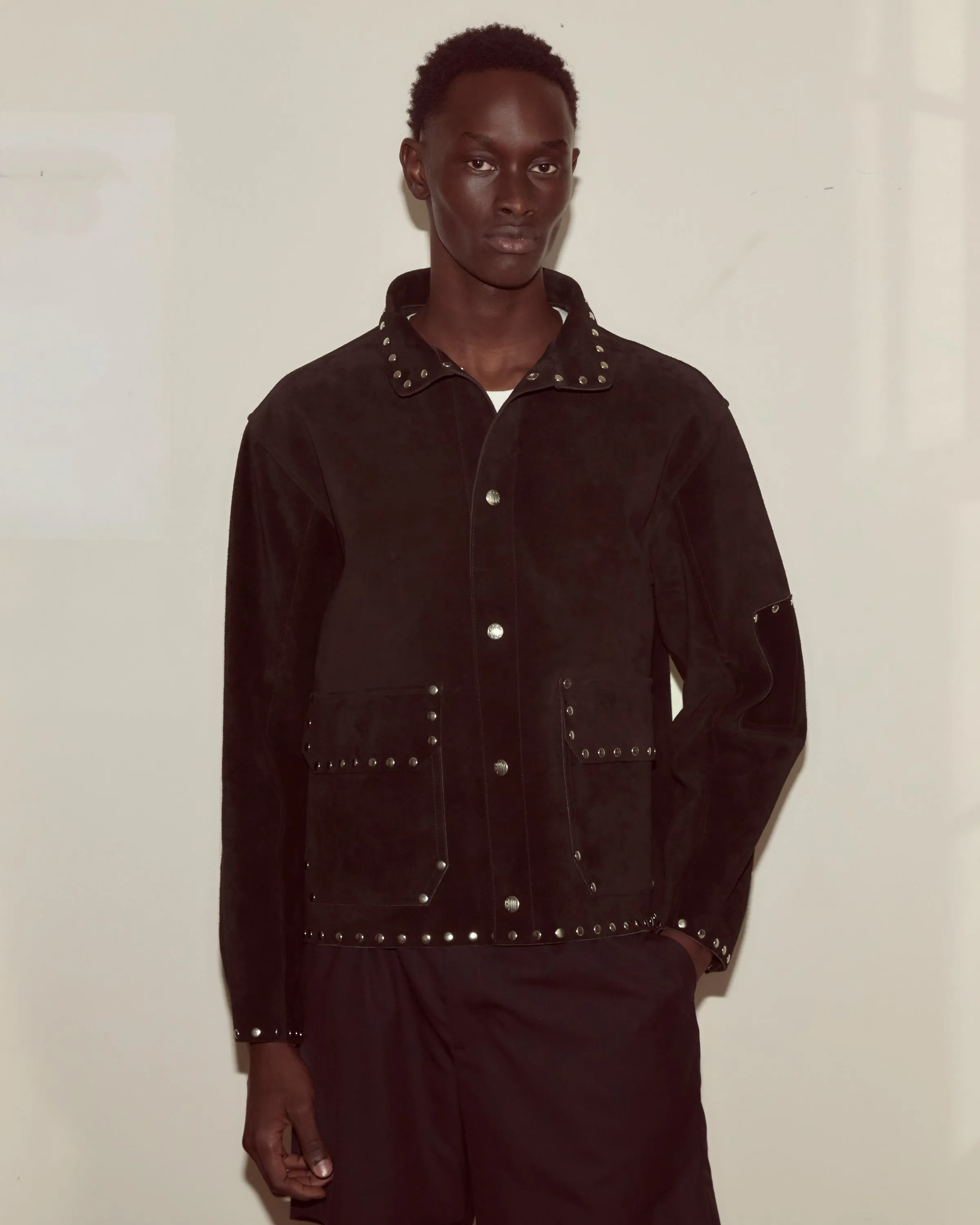 Studded Welding Jacket - Black sold by BODE