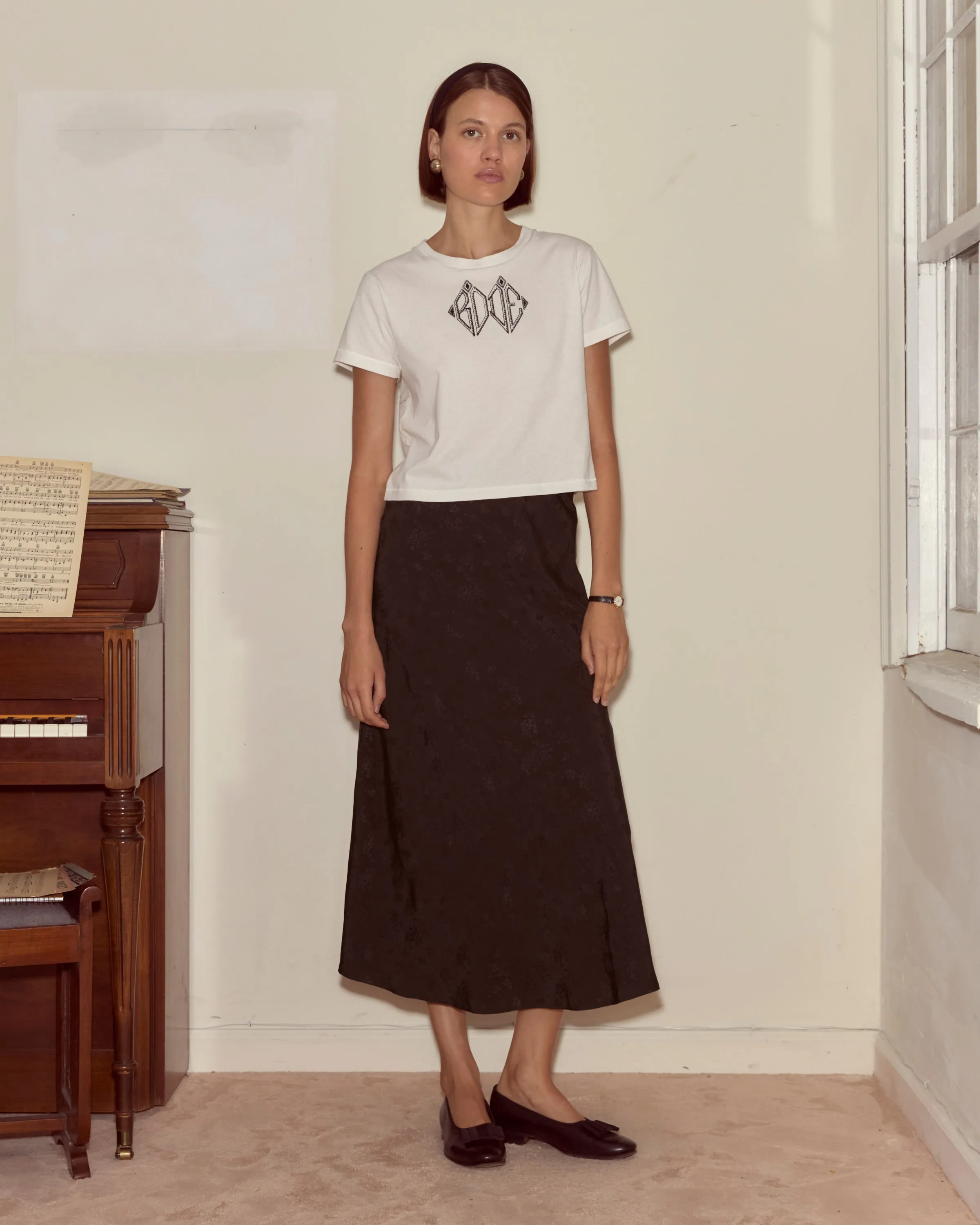 Moonflower Jacquard Skirt - Black sold by BODE