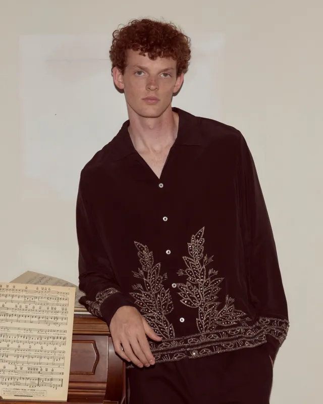Beaded Epoque Long Sleeve Shirt made by BODE