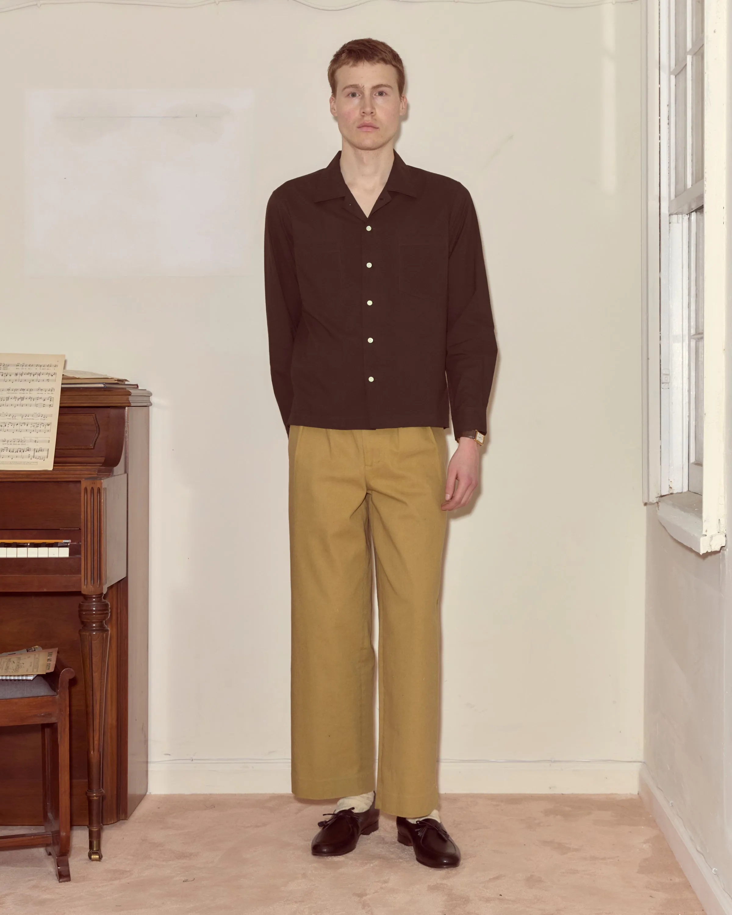 Voile Long Sleeve Shirt - Brown sold by BODE