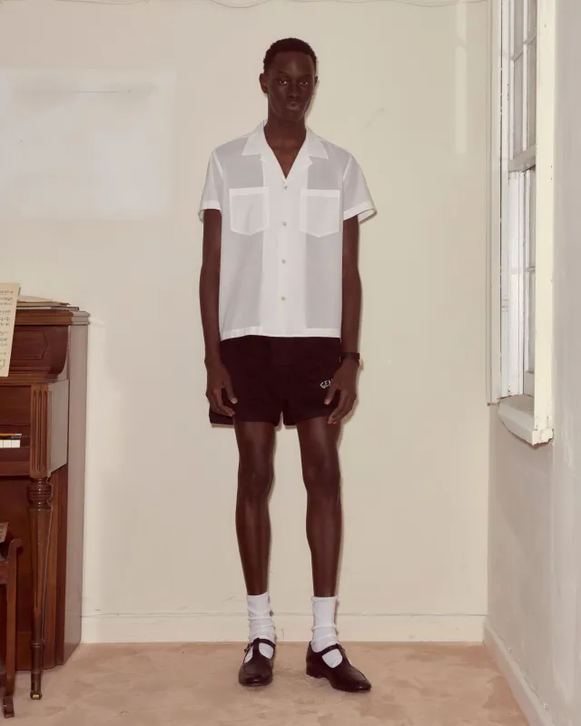 Voile Short Sleeve Shirt - White sold by BODE