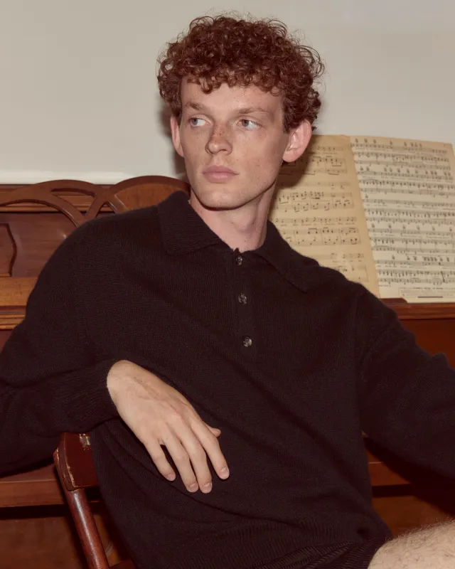 Cashmere Polo - Black sold by BODE