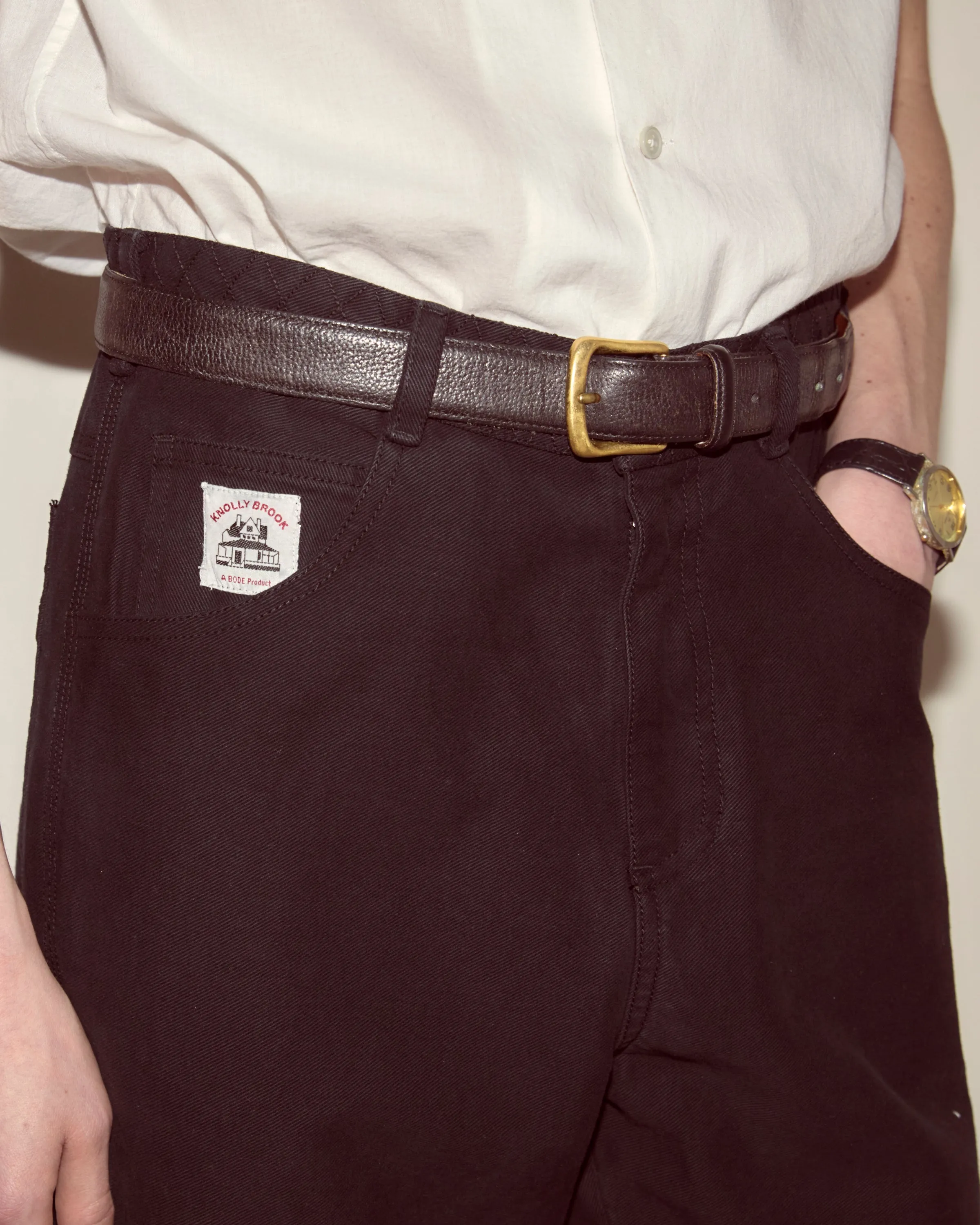 Embroidered Denim Knolly Brook Trousers - Black sold by BODE product image thumbnail 2