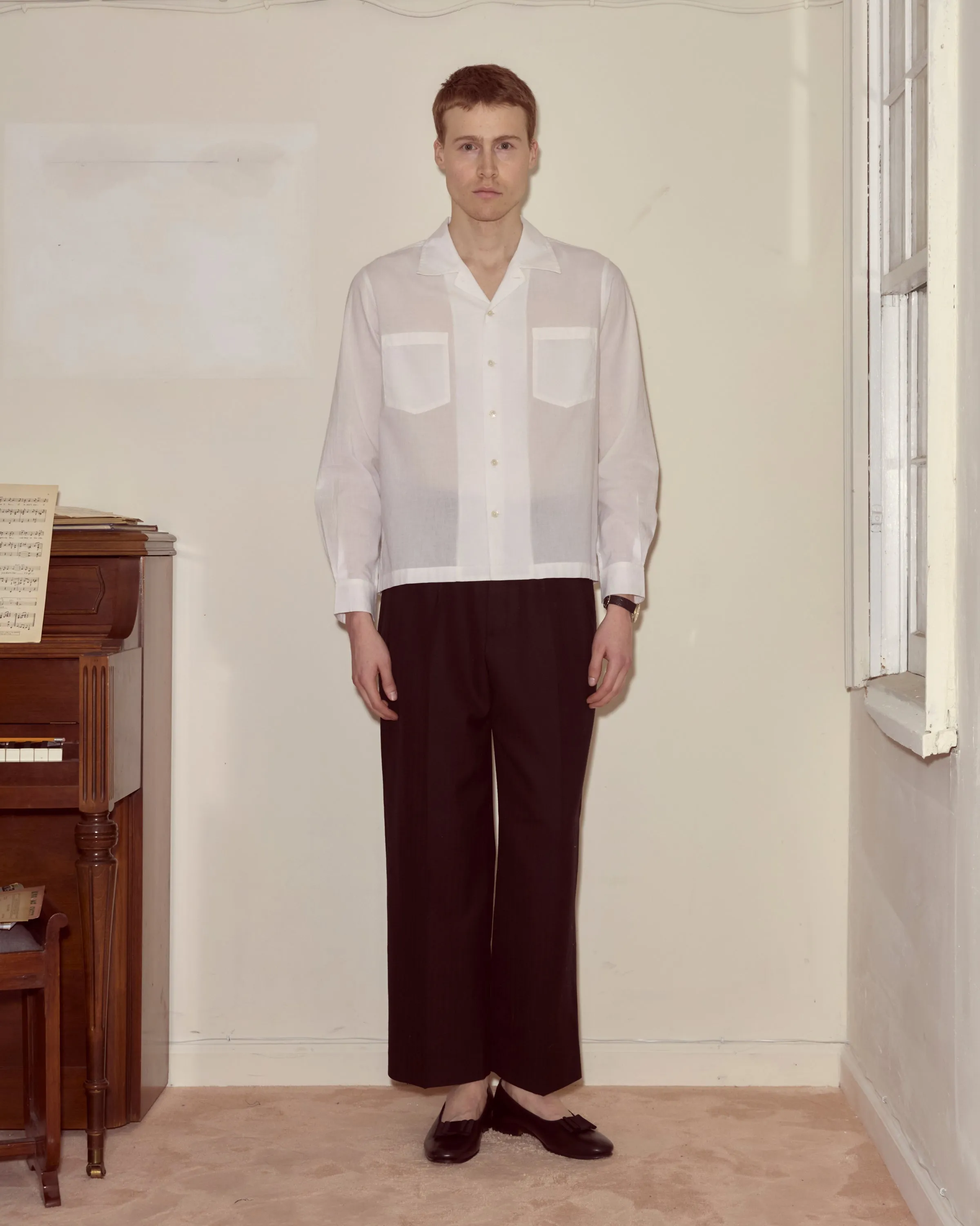 Voile Long Sleeve Shirt - White sold by BODE