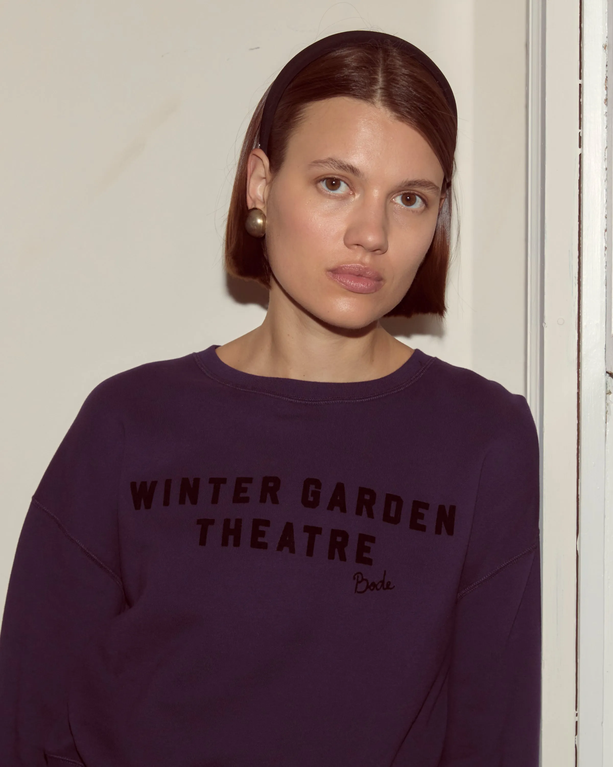 Theatre Crewneck - Dark Purple sold by BODE