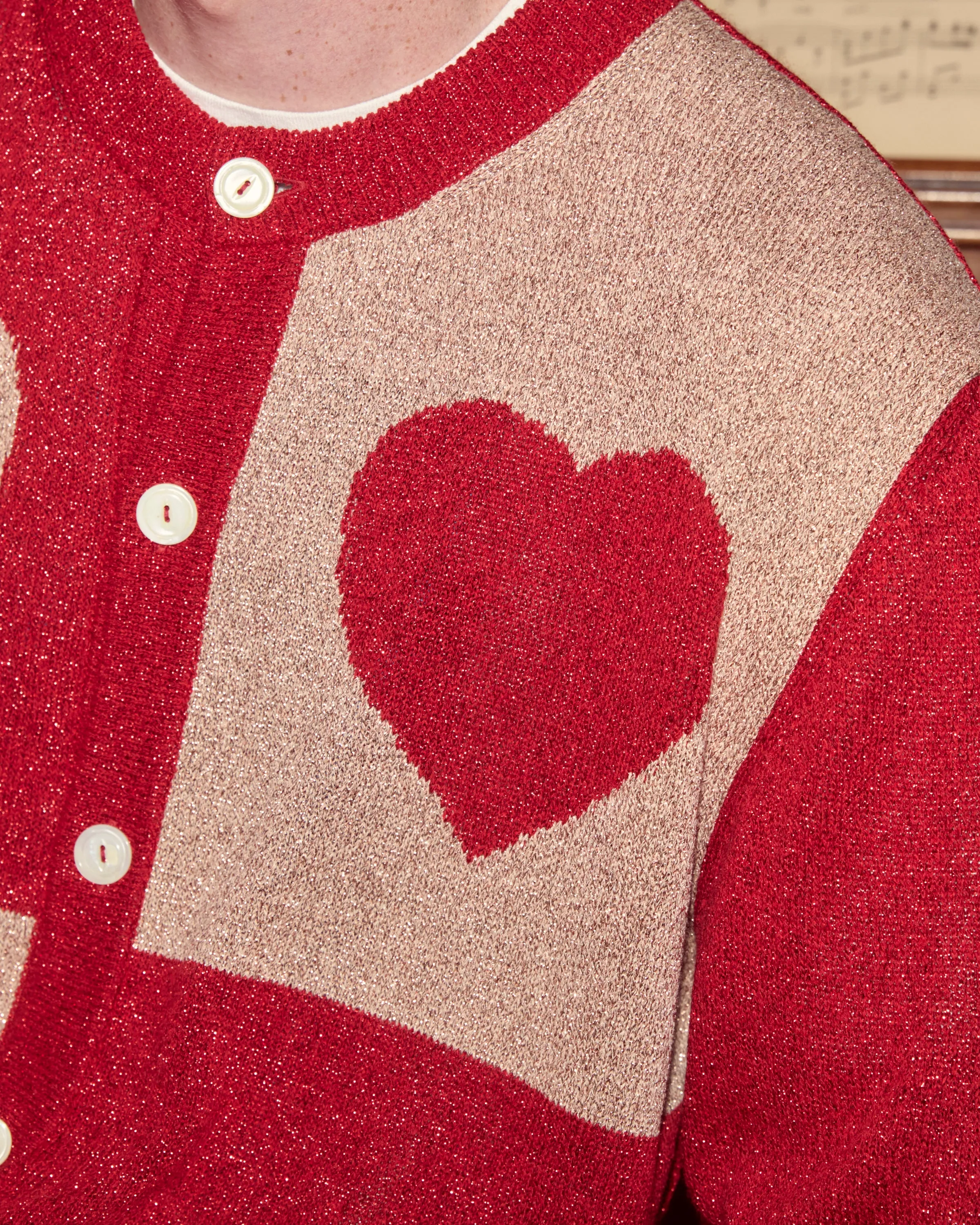 Lamé Hearts Cardigan sold by BODE product image thumbnail 3