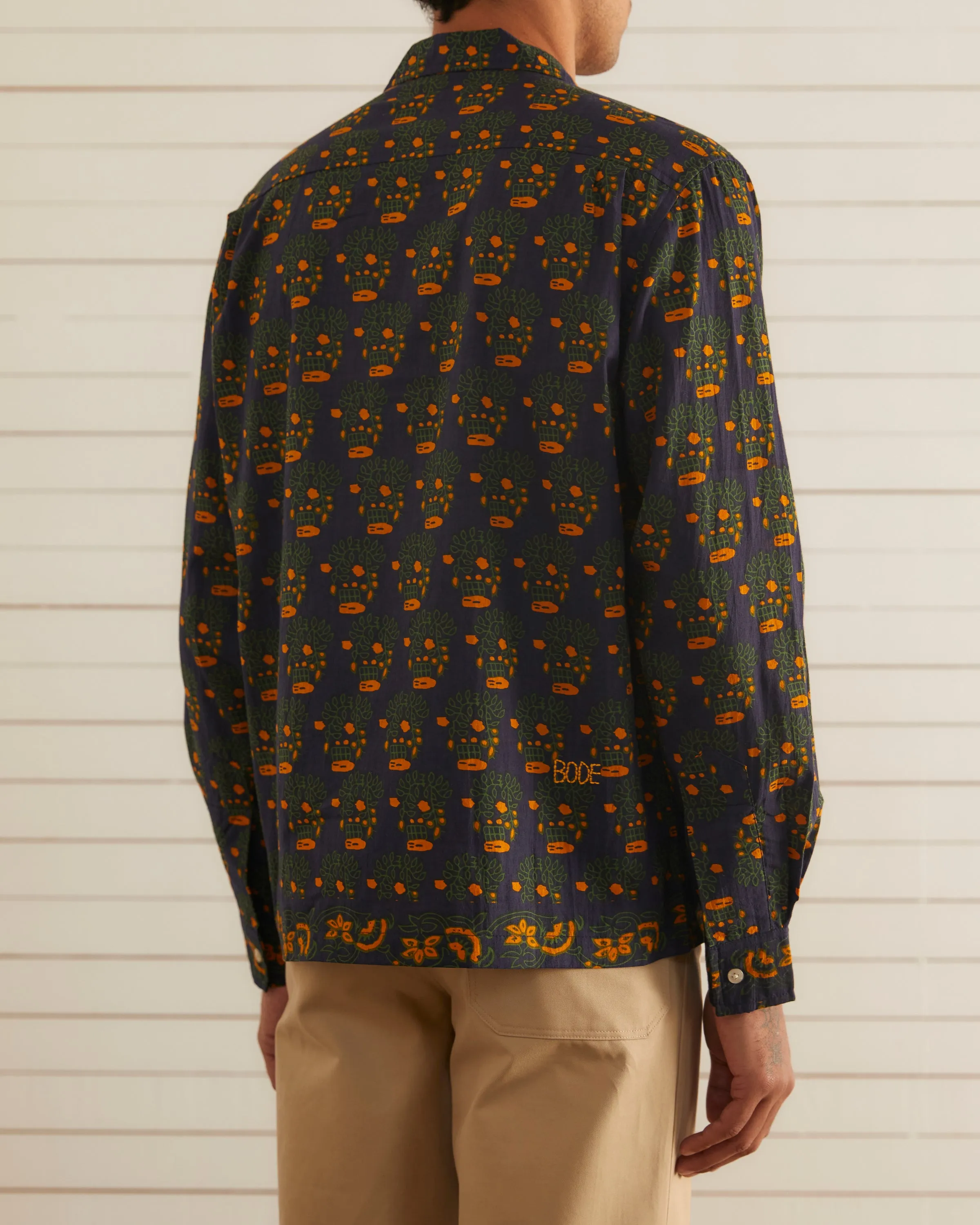 Trellis Block Print Long Sleeve Shirt sold by BODE product image thumbnail 4