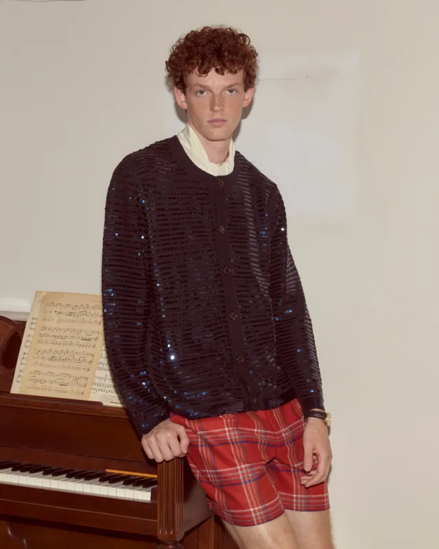 Sequin Spotlight Cardigan - Black sold by BODE