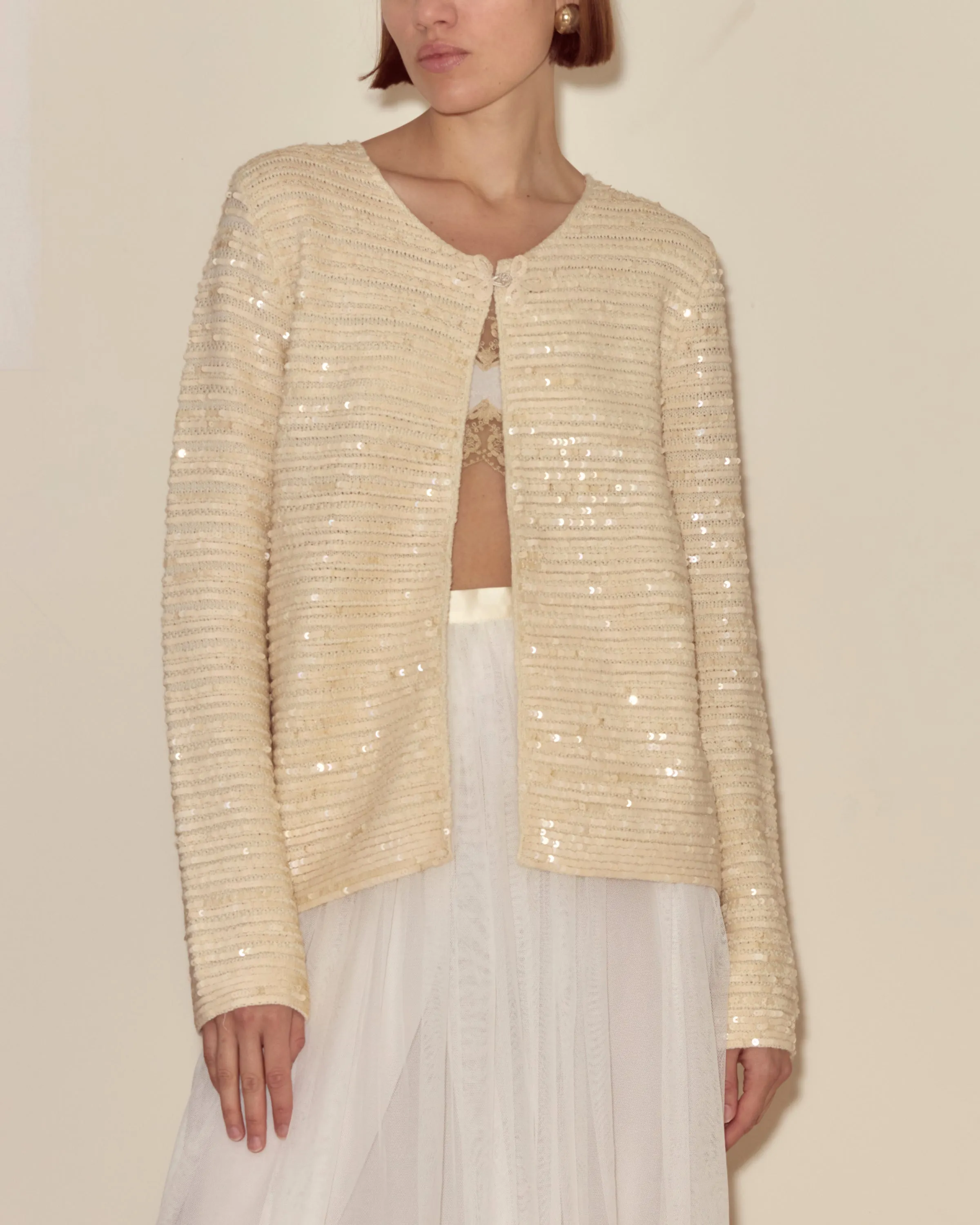 Sequin Spotlight Swing Cardigan - Ivory sold by BODE product image thumbnail 2