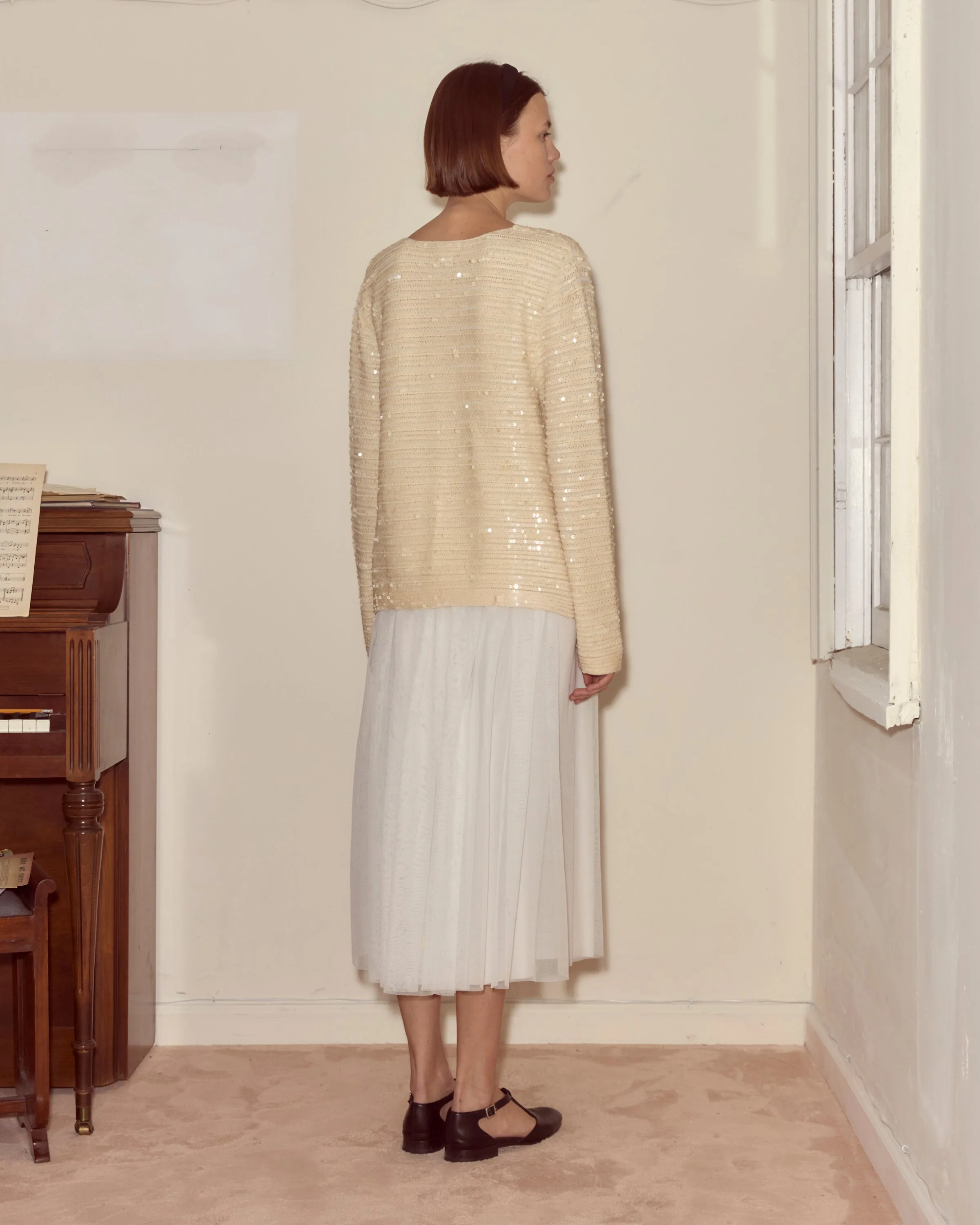 Sequin Spotlight Swing Cardigan - Ivory sold by BODE product image thumbnail 3