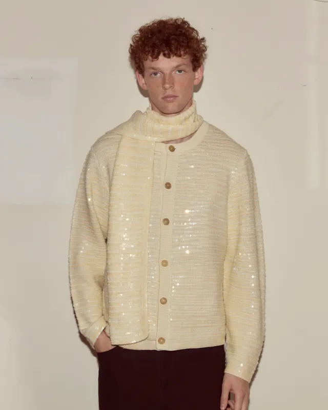 Sequin Spotlight Scarf - Ivory sold by BODE