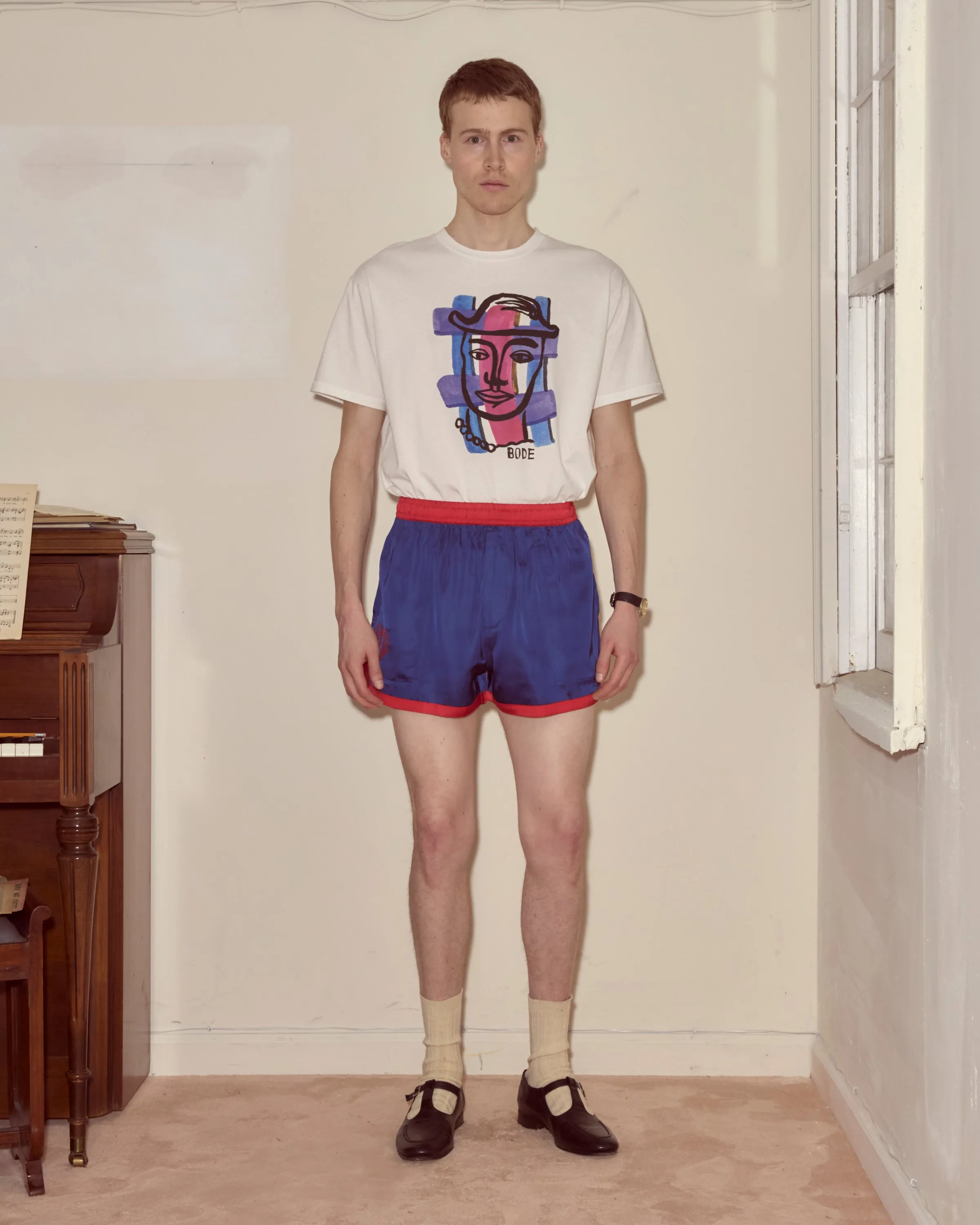 Heart Deco Gym Shorts - Blue sold by BODE