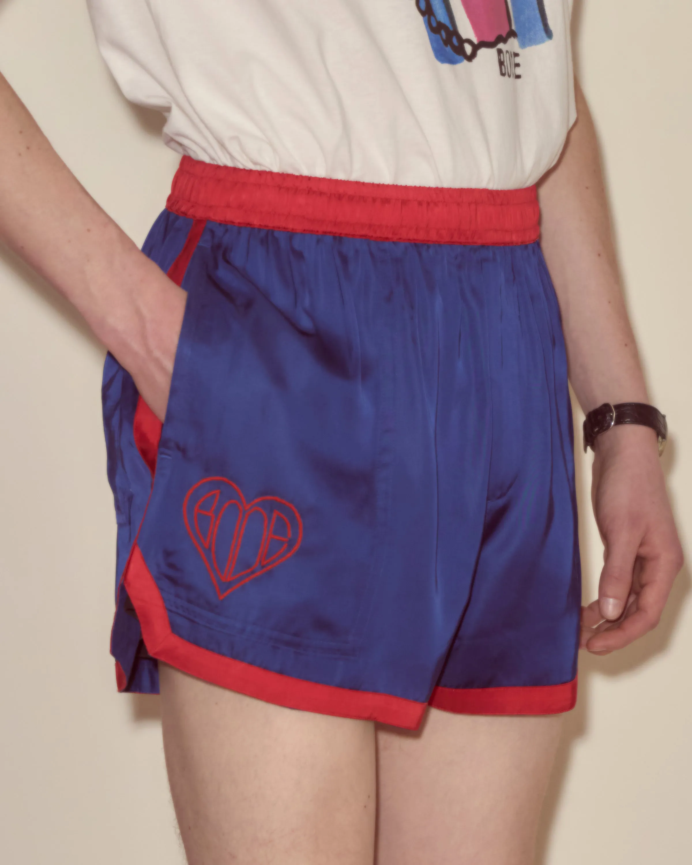 Heart Deco Gym Shorts - Blue sold by BODE product image thumbnail 2