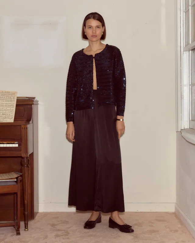 Sequin Spotlight Swing Cardigan - Black/Blue sold by BODE