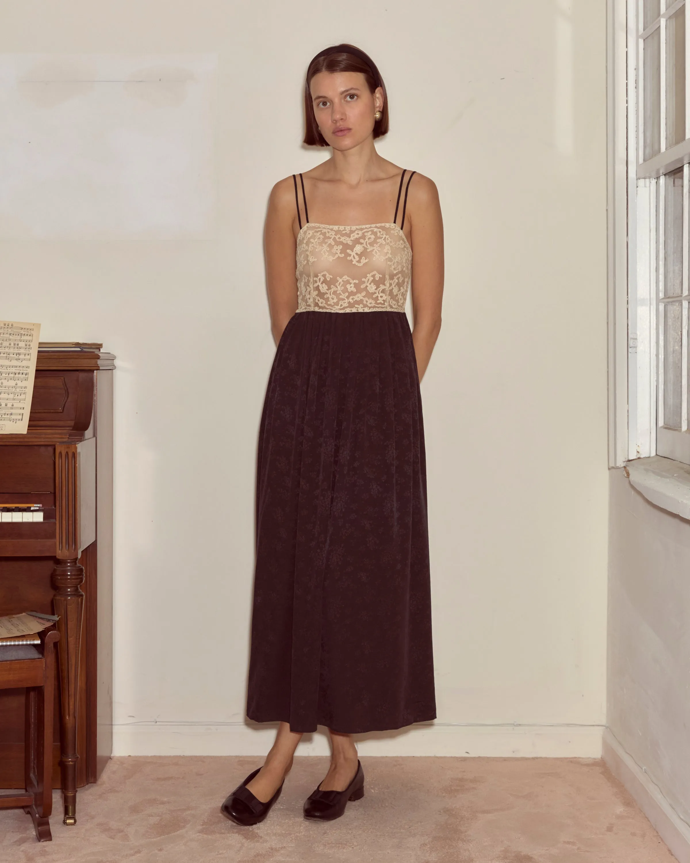 Trousseau Lace Slip Dress - Black sold by BODE