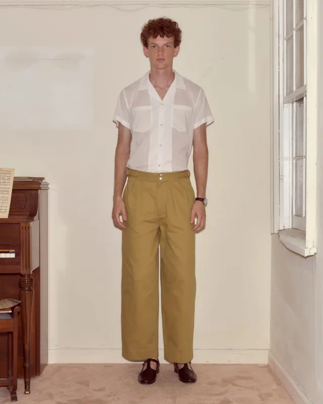 Wide Leg Snap Trousers - Ochre sold by BODE