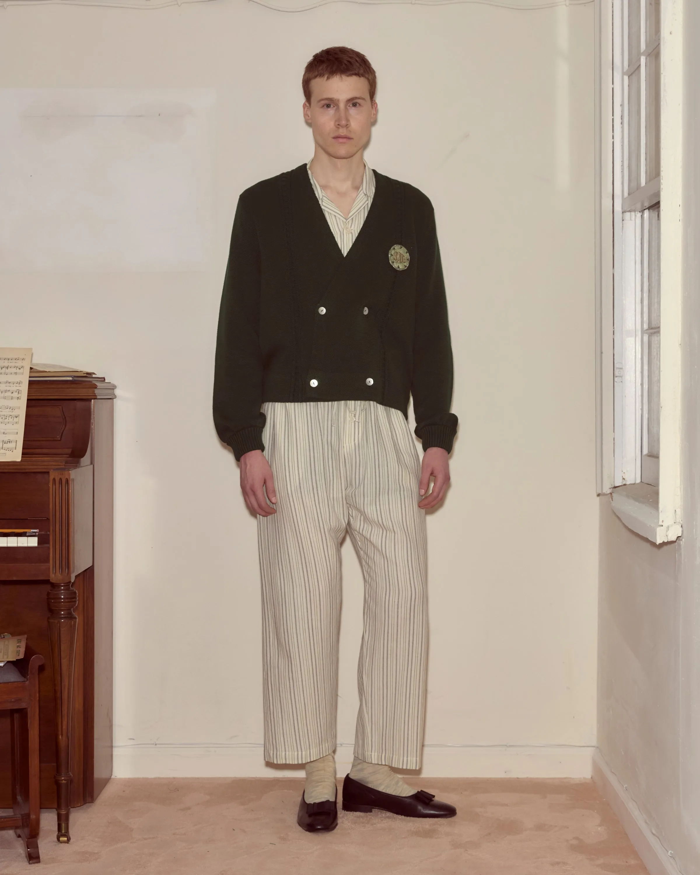 Double-Breasted Cardigan - Dark Green sold by BODE