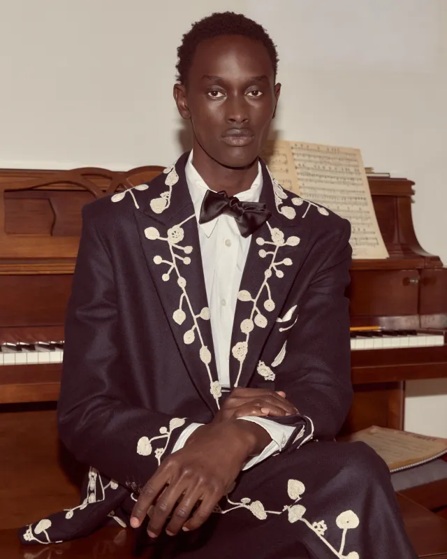 Snowdrop Appliqué Suit Jacket - Navy sold by BODE